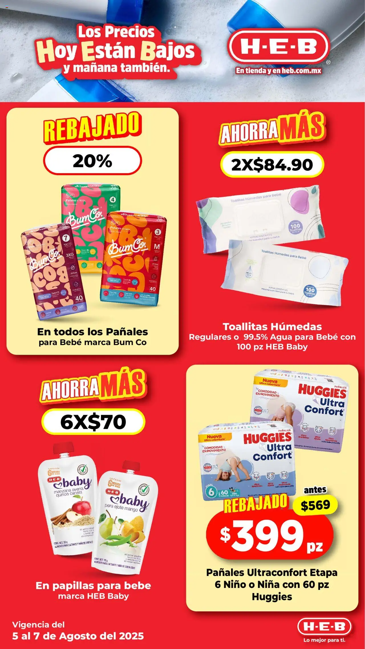 Nuevas ofertas de H-E-B válidas en toda la República Mexicana desde el 05.08.2025. ¡Encuentra las mejores ofertas en H-E-B folleto! | Página: 8 | Productos: Manzana, Agua, Mango, Pañales