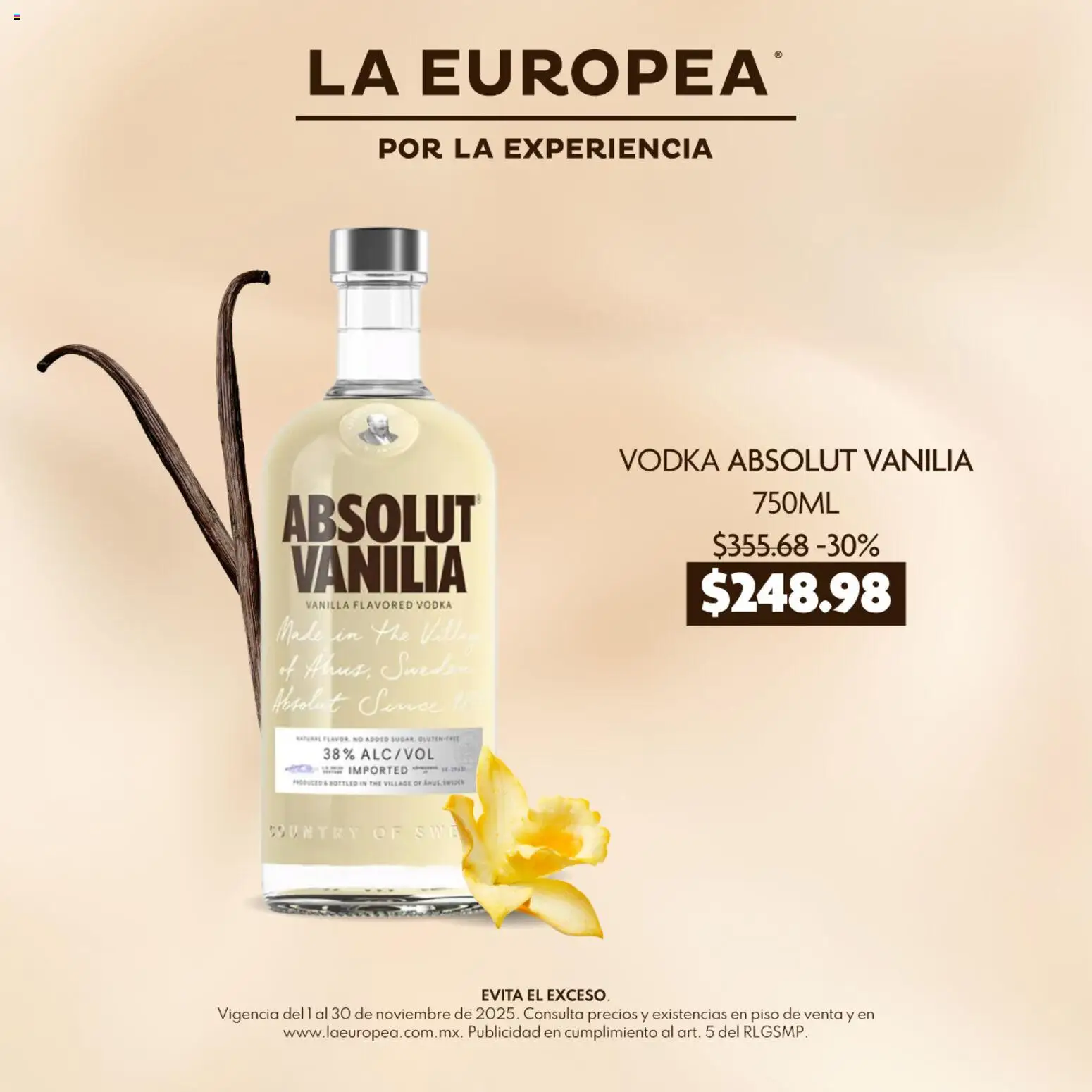 Nuevas ofertas de La Europea válidas en toda la República Mexicana desde el 24.11.2025. ¡Encuentra las mejores ofertas en La Europea catálogo Vodka Absolut Vanilia! | Página: 1 | Productos: Vodka