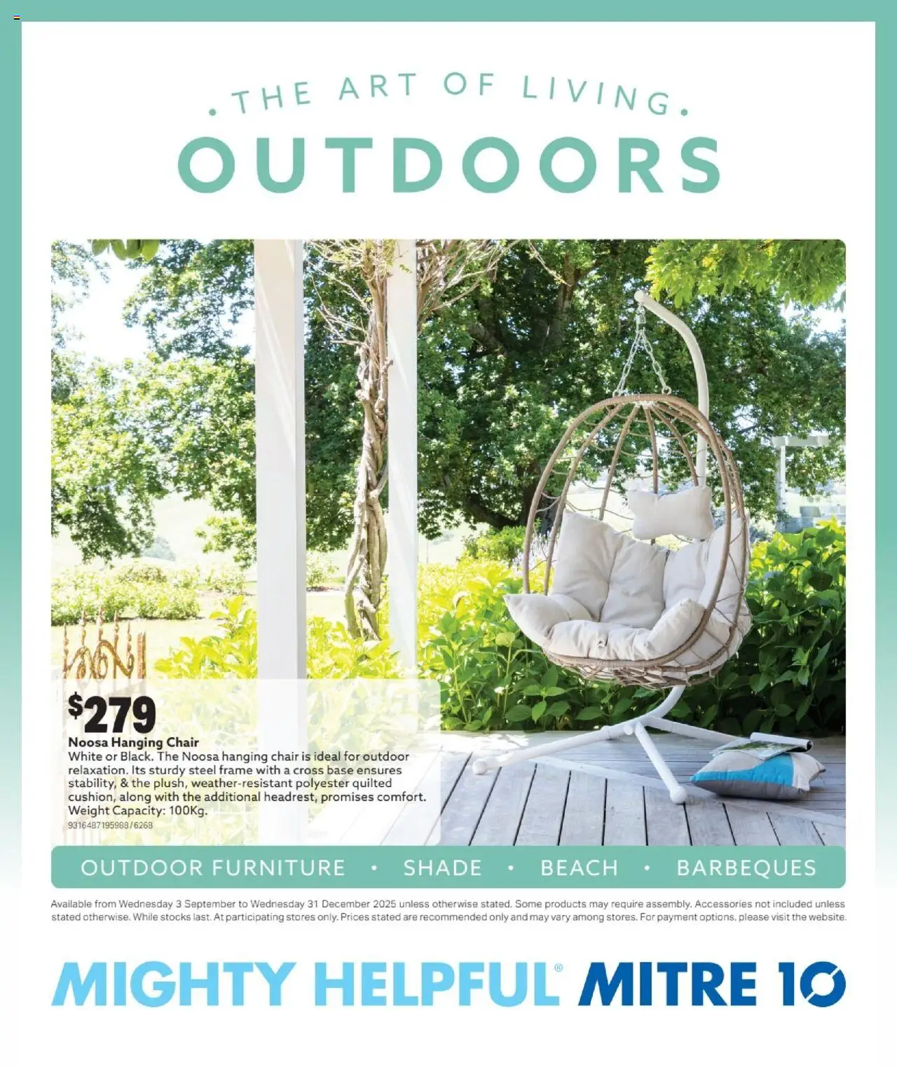 Mitre 10 catalogue - valid from 03.09.2025 | Page: 1 | Products: Chair, Outdoor furniture, Accessories, Weight