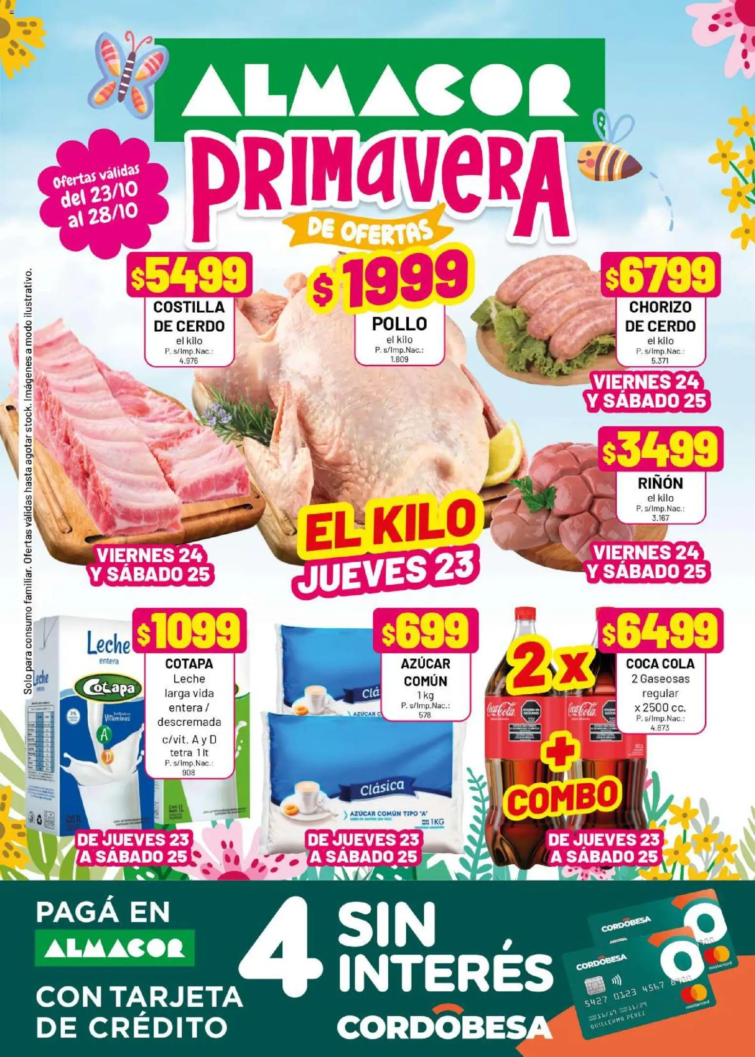 Almacor catálogo │ válido desde el 23.10.2025 | Página: 1 | Productos: Pollo, Azucar, Leche, Chorizo