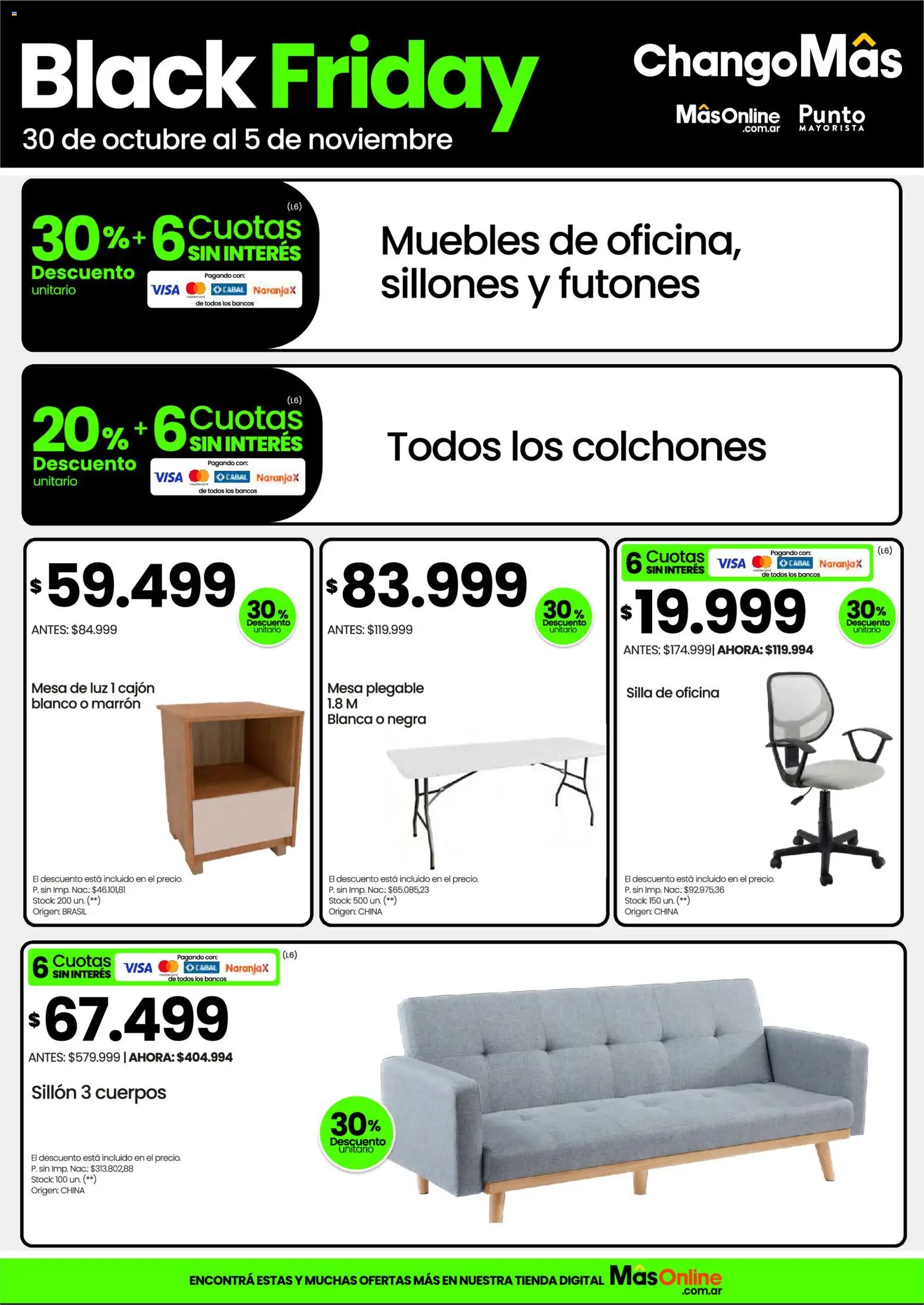 Punto Mayorista Black Friday │ válido desde el 30.10.2025 | Página: 8 | Productos: Mesa de luz, Sillón, Mesa, Silla