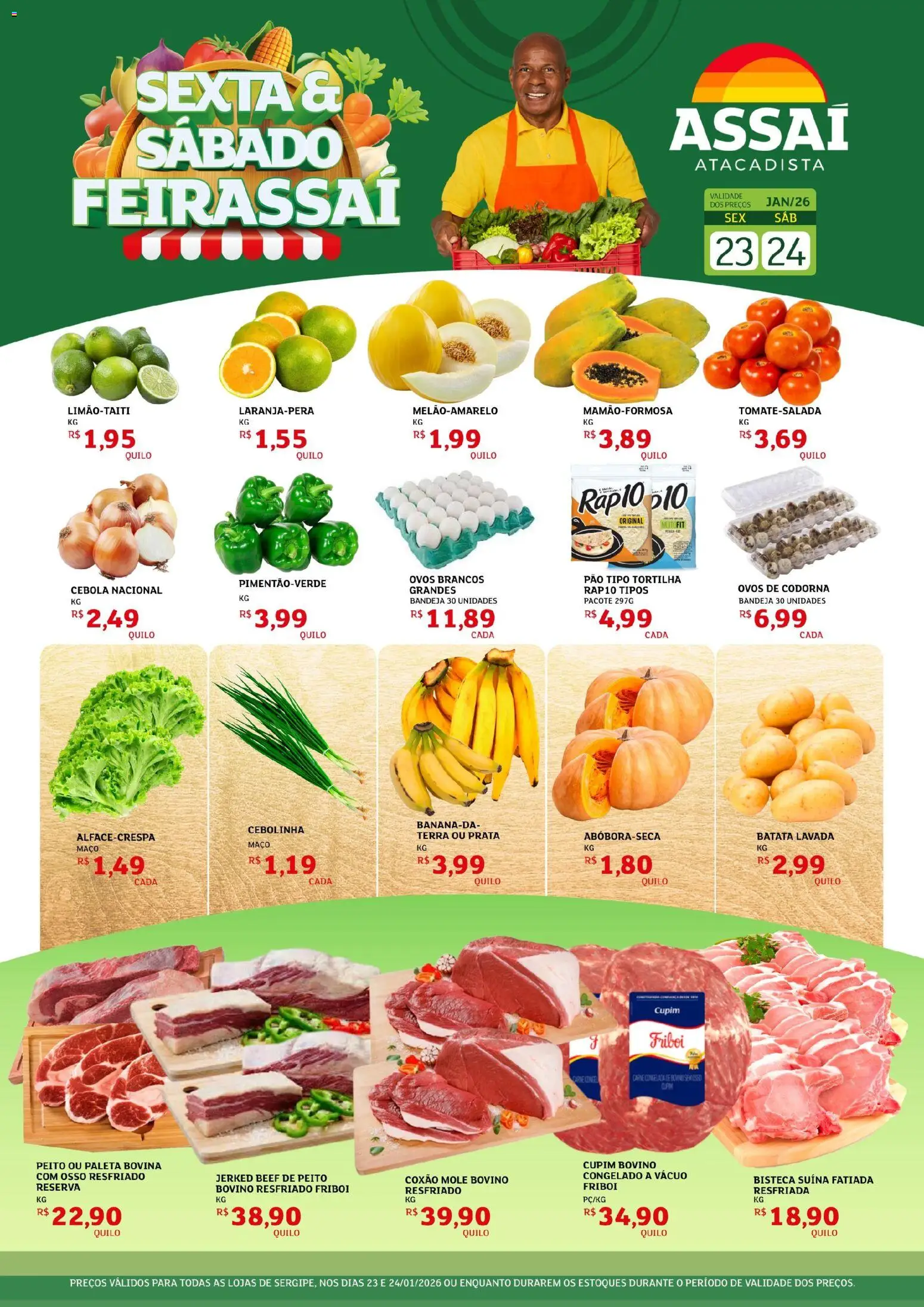 Assaí Atacadista Folheto - válido de 23.01.2026 | Página: 1 | Produtos: Ovos, Carne, Bandeja, Batata