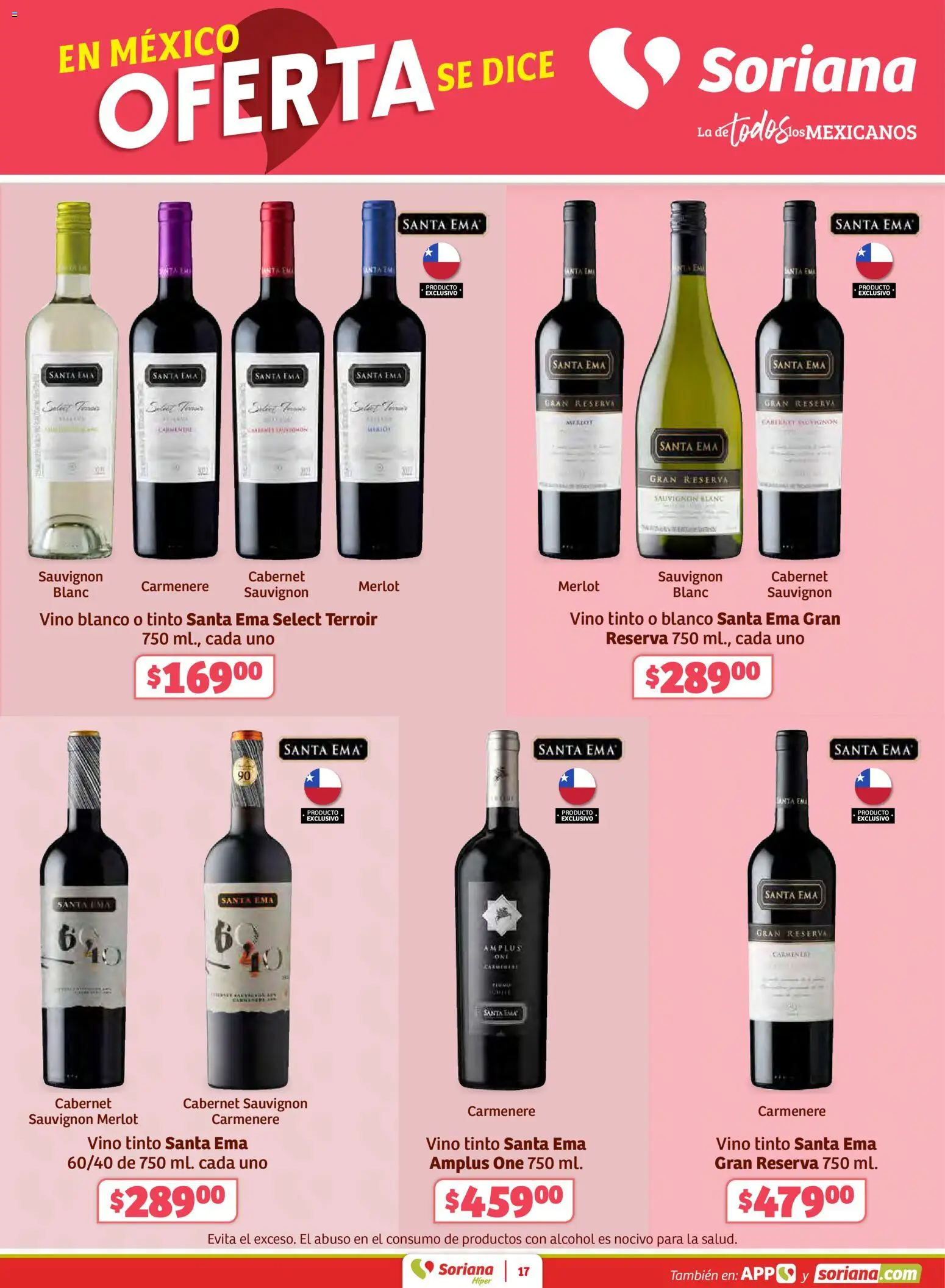 Nuevas ofertas de Soriana válidas en toda la República Mexicana desde el 15.01.2026. ¡Encuentra las mejores ofertas en Soriana - Preciazazaso Híper: Camp, Chia, Oax, Q. Roo, Tab, Yuc! | Página: 17 | Productos: Vino