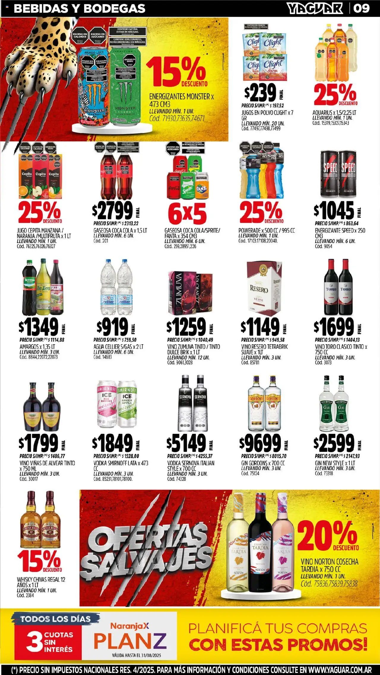 Yaguar - General Roca │ válido desde el 04.08.2025 | Página: 9 | Productos: Gin, Manzana, Mango, Vino