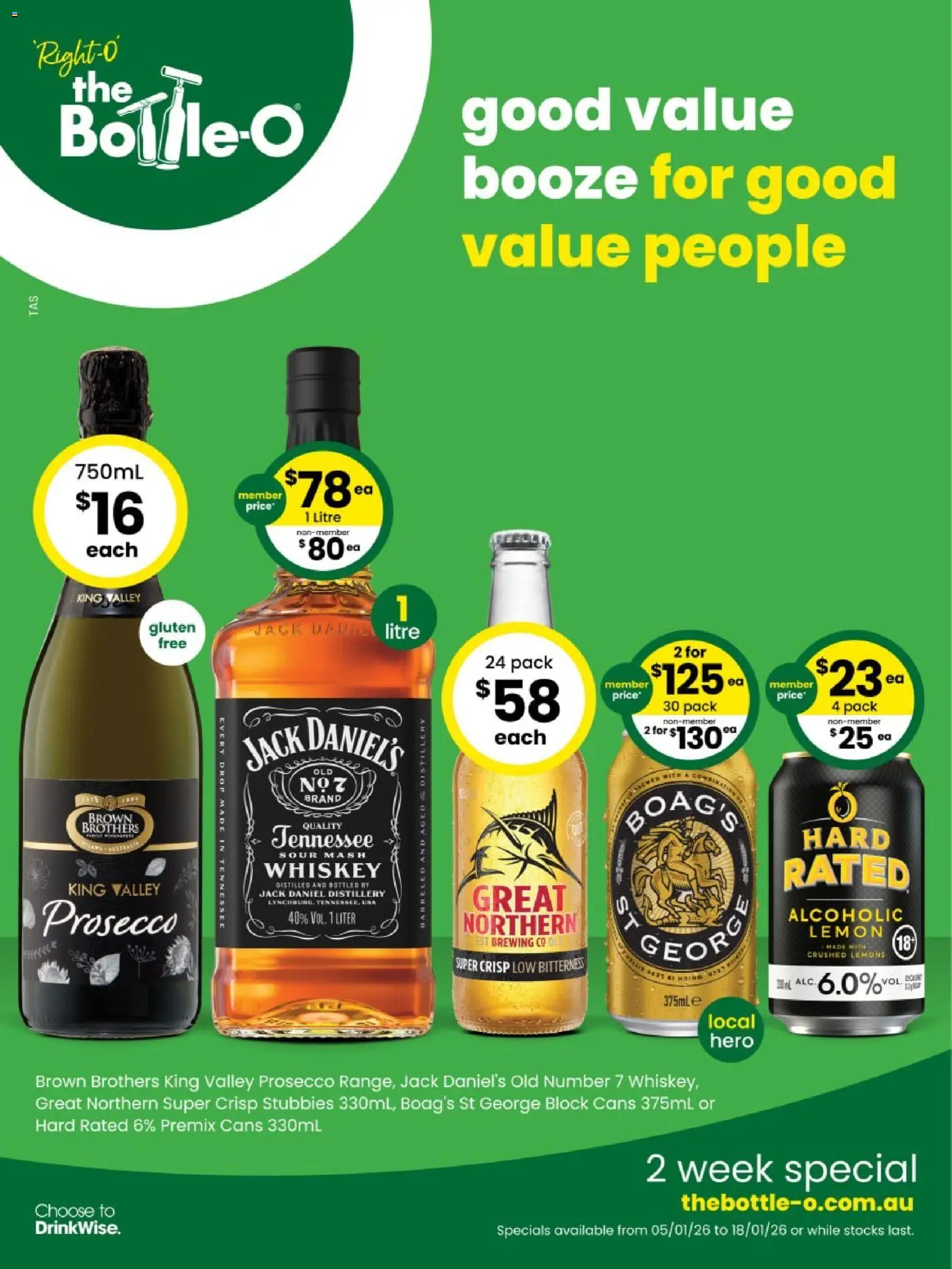 The Bottle-O catalogue - valid from 05.01.2026 | Page: 1 | Products: Whiskey, Lemon
