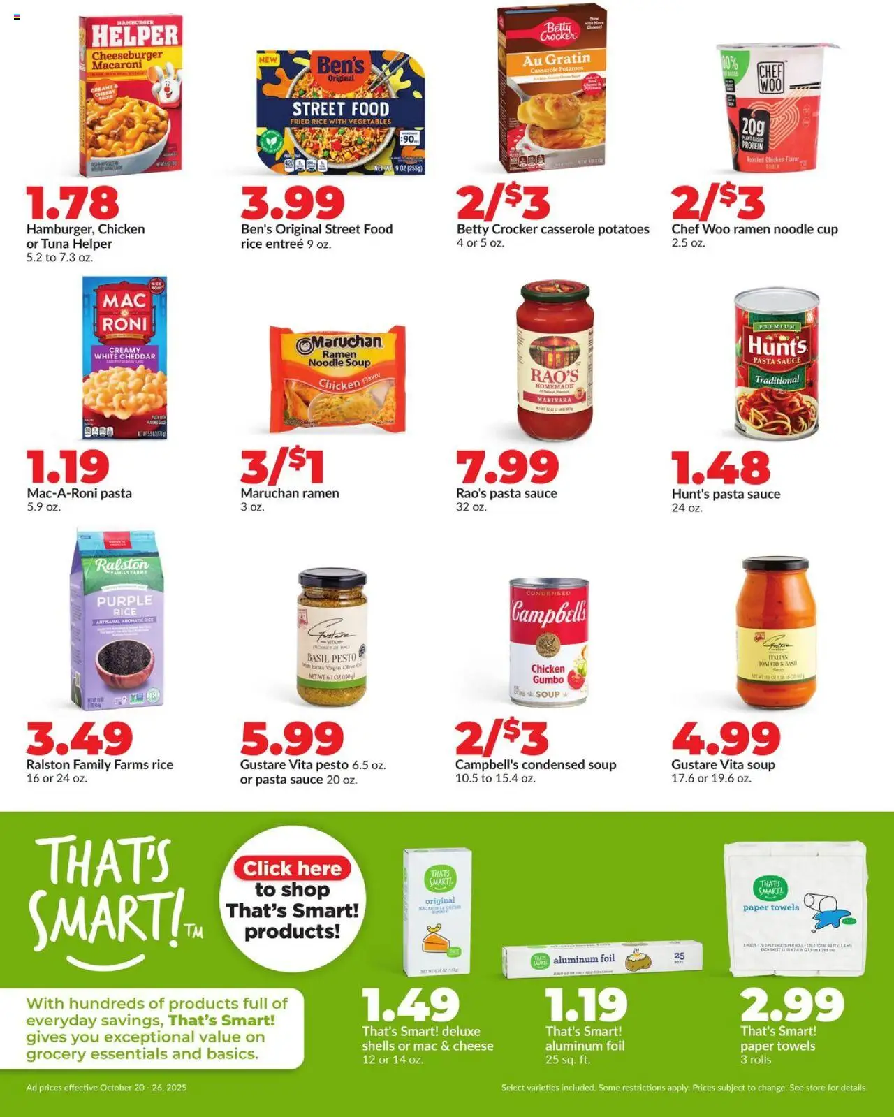 HyVee Weekly Ad - valid from 20.10.2025 | Page: 21 | Products: Cheese, Rice, Pasta, Potatoes