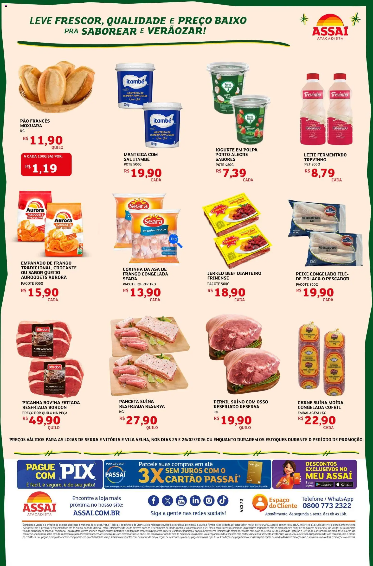 Assaí Atacadista Folheto - válido de 25.02.2026 | Página: 2 | Produtos: Leite, Iogurte, Peixe, Carne