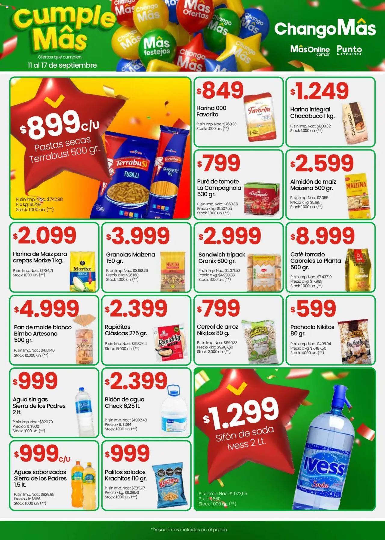 Changomas ofertas │ válido desde el 11.09.2025 | Página: 2 | Productos: Soda, Pure de Tomate, Café, Arroz