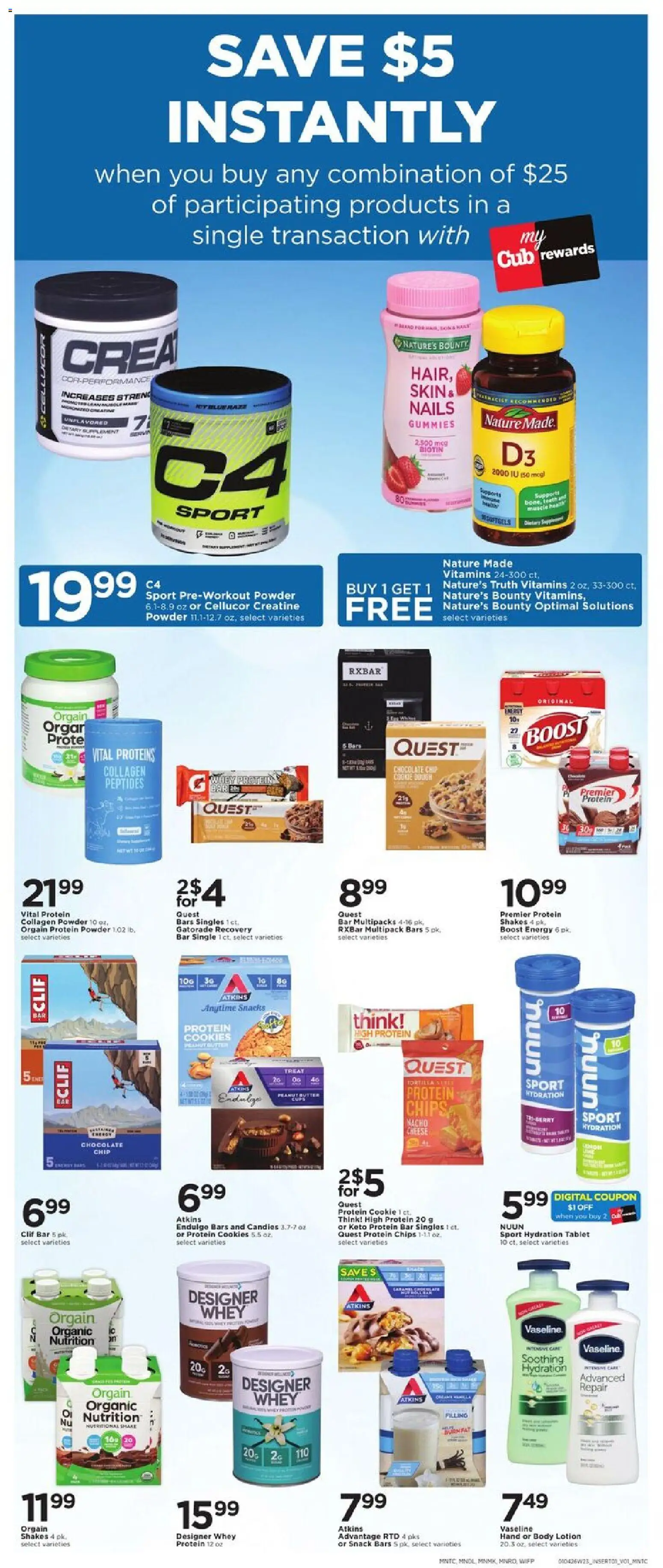 Cub Foods Weekly Ad - valid from 04.01.2026 | Page: 5 | Products: Powder, Chocolate, Chips, Tablet