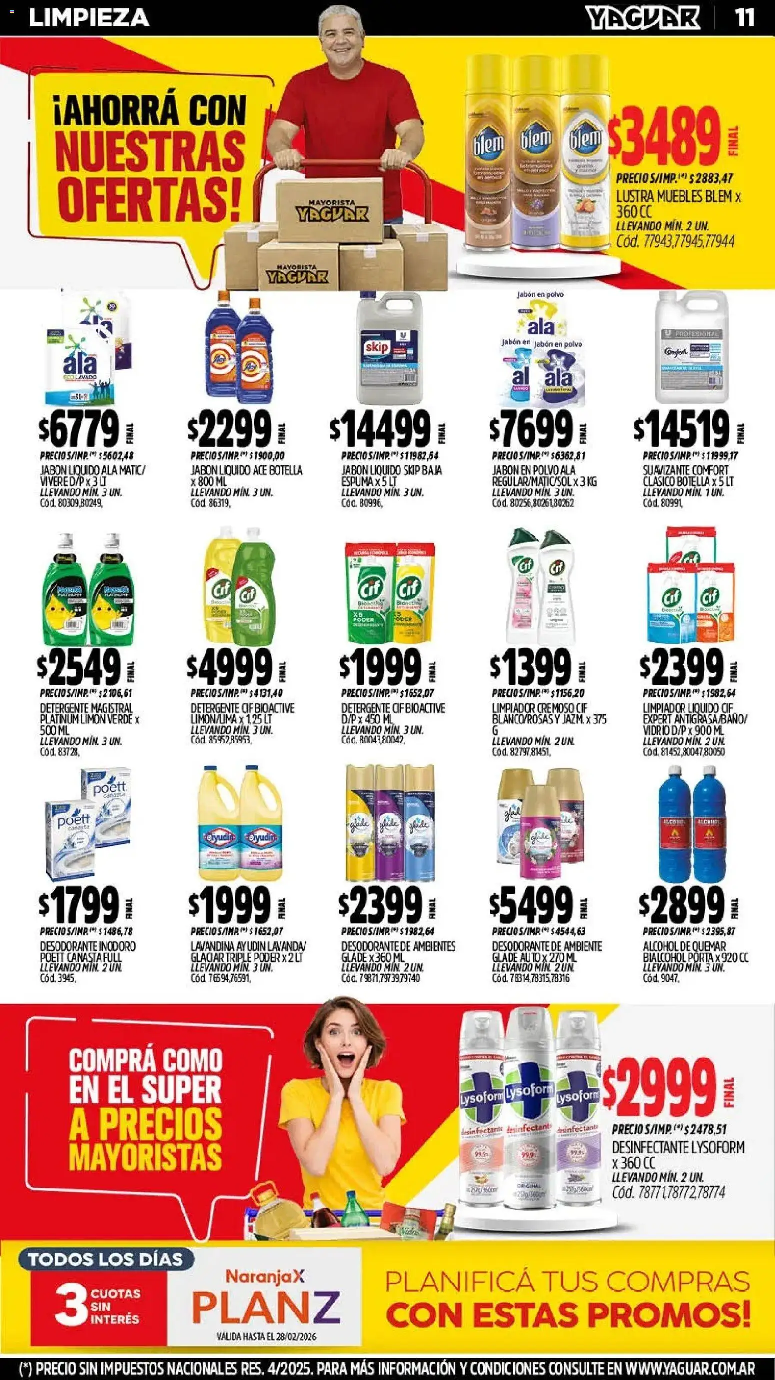 Yaguar - Oferta Semanal Santa Fé │ válido desde el 23.02.2026 | Página: 11 | Productos: Desinfectante, Polvo, Jabón, Limpiador