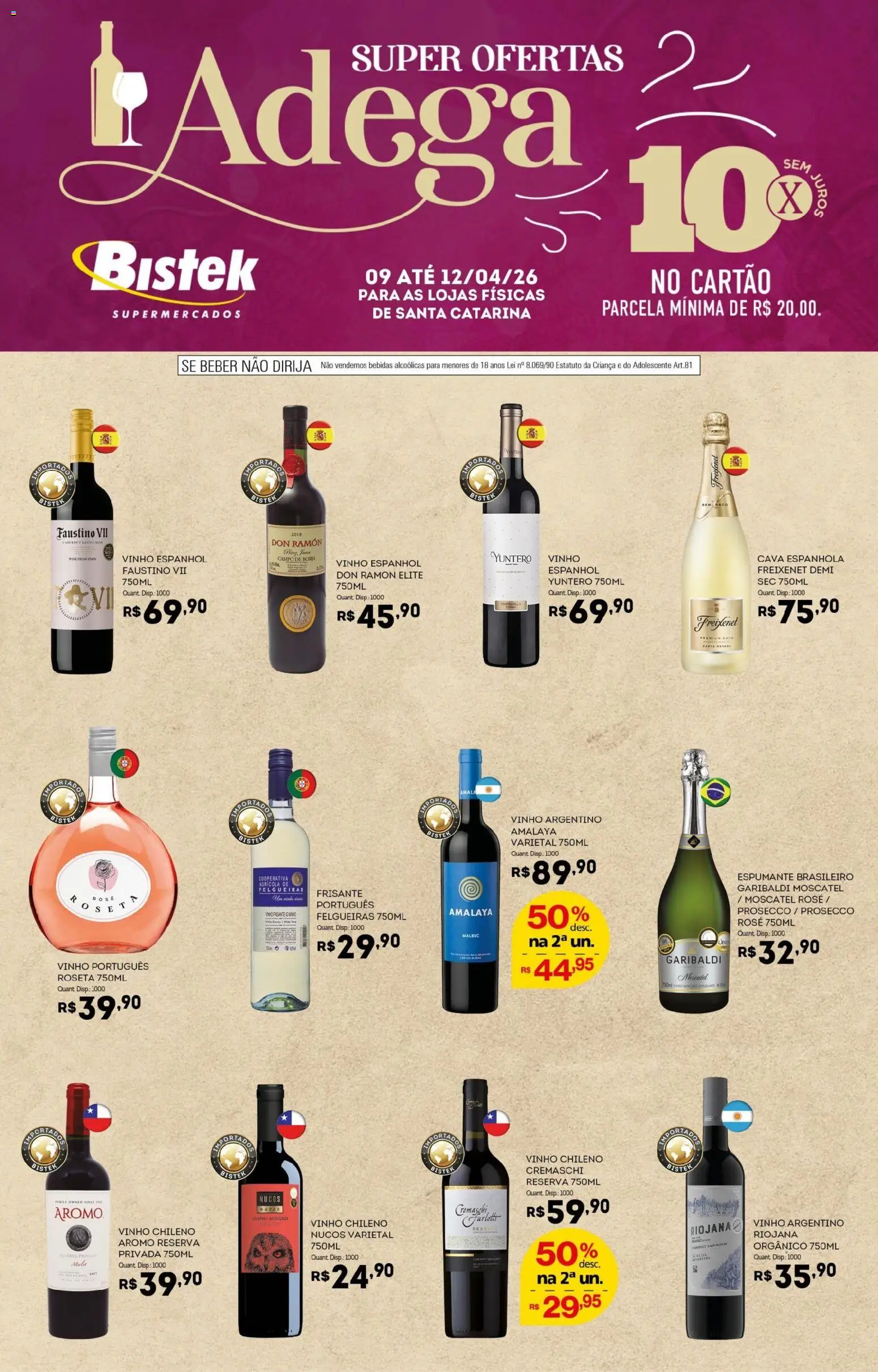 Bistek Supermercados Folheto - válido de 09.04.2026 | Página: 1 | Produtos: Espumante, Vinho