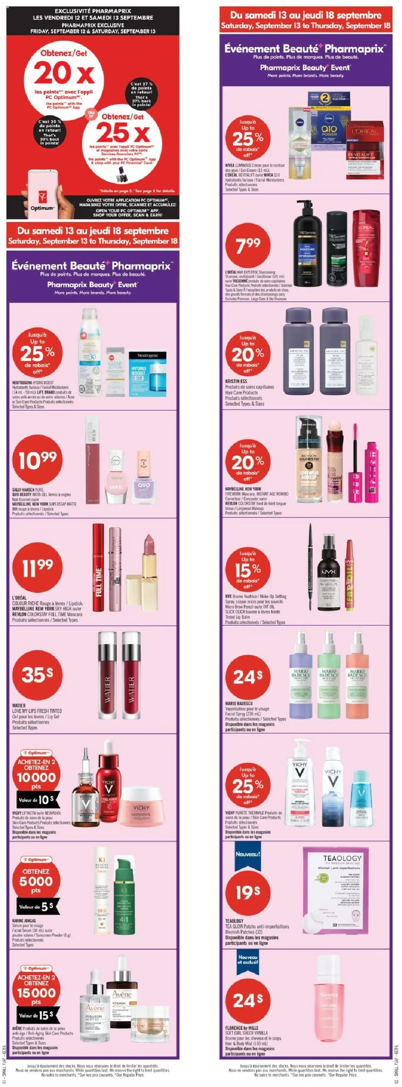 Pharmaprix flyer valid from 13.09.2025 | Page: 2 | Products: Cream, Concealer, Lipstick, Conditioner