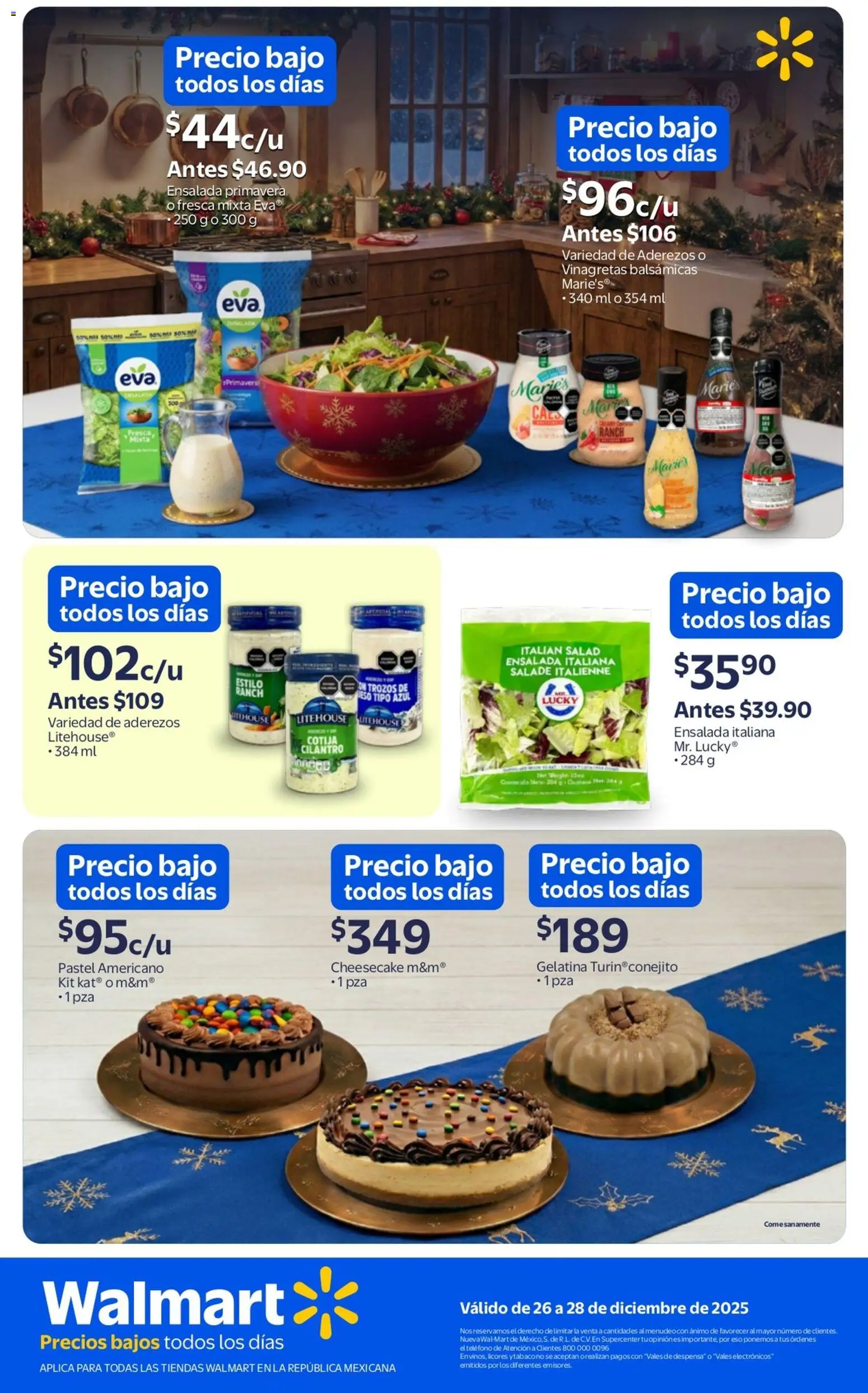 Nuevas ofertas de Walmart válidas en toda la República Mexicana desde el 26.12.2025. ¡Encuentra las mejores ofertas en Walmart catálogo Ofertas! | Página: 3 | Productos: Pastel, Ensalada, Despensa, Teléfono
