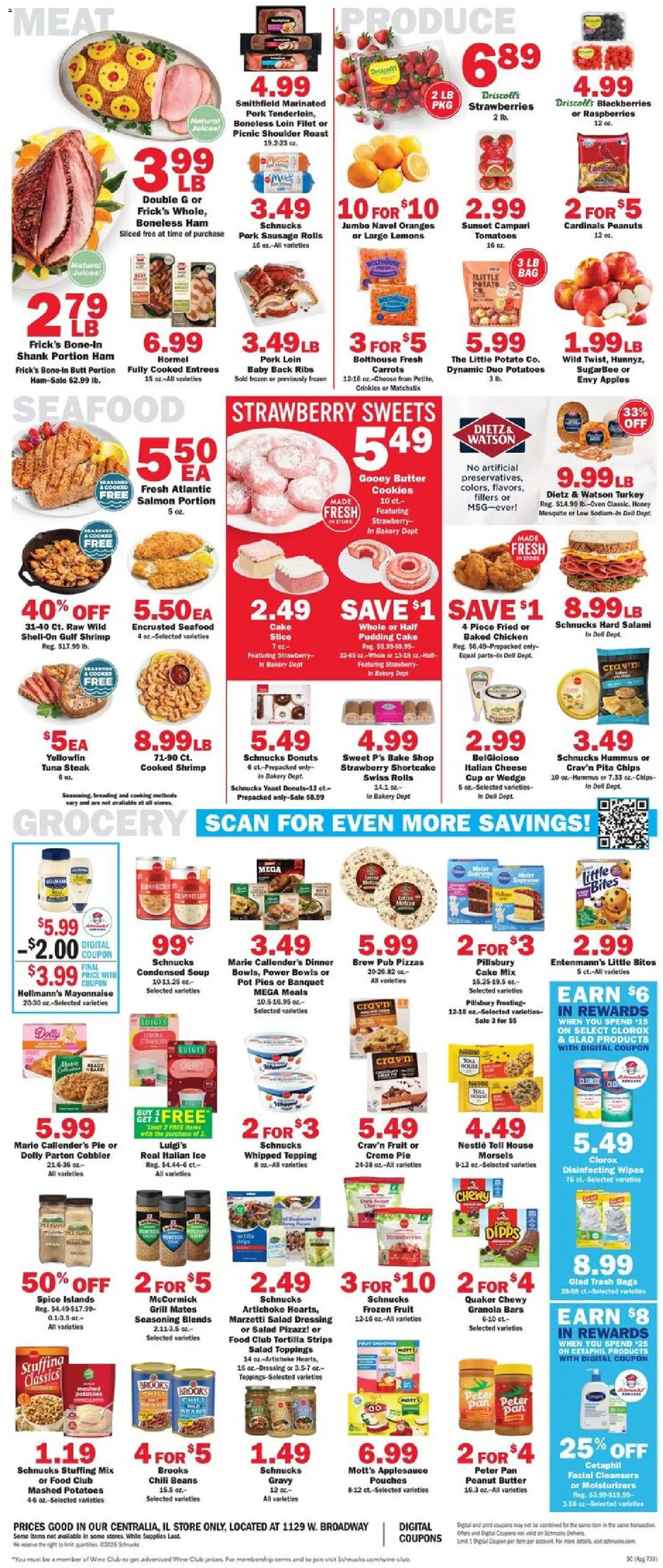Schnucks Weekly Print Ad - IL - valid from 25.03.2026 | Page: 4 | Products: Pan, Cheese, Pork, Strawberries