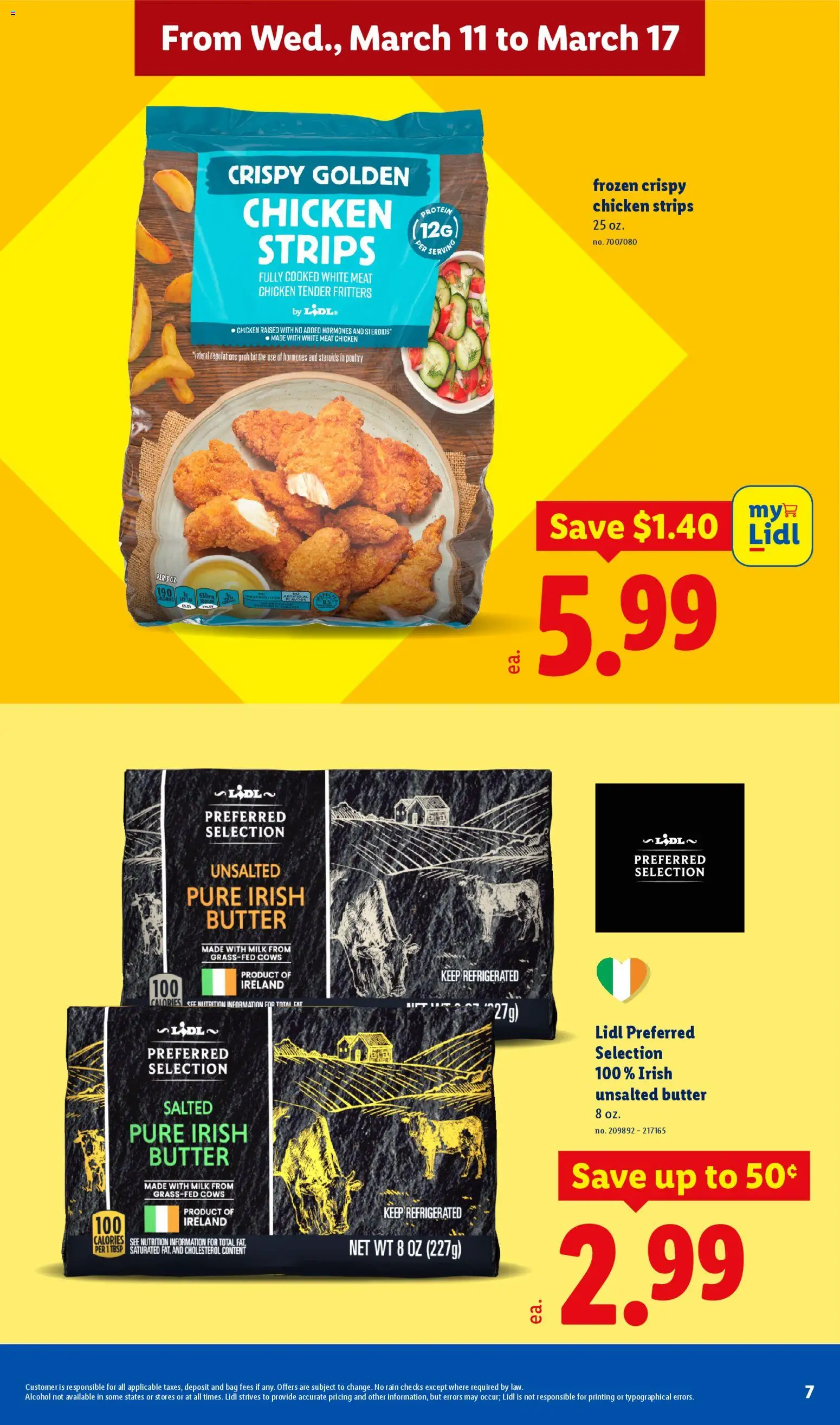 Lidl Weekly Ad - valid from 11.03.2026 | Page: 7 | Products: Milk, Butter, Poultry, Bag
