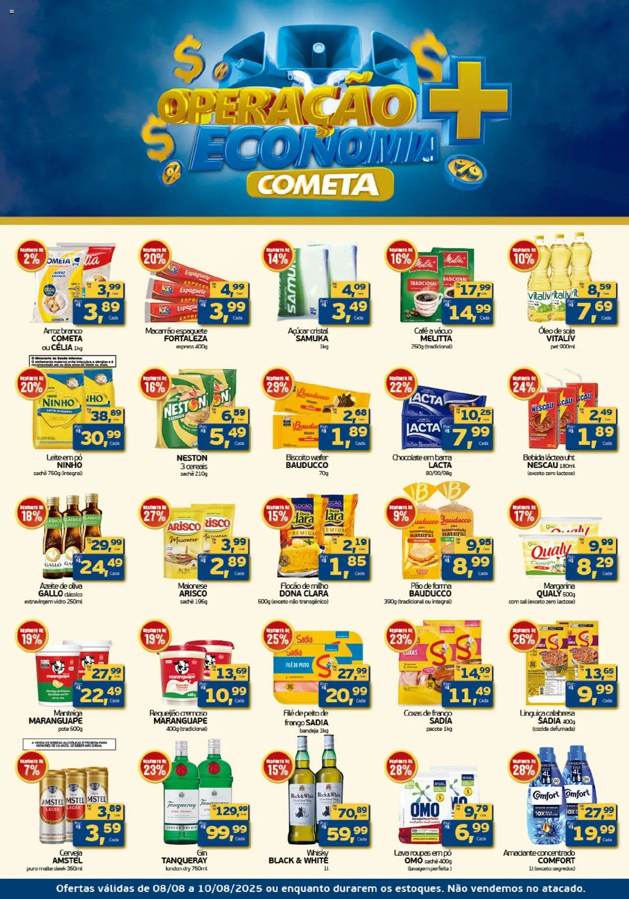 Cometa Supermercados Folheto - válido de 08.08.2025 | Página: 1 | Produtos: Roupas, Bandeja, Maionese, Margarina
