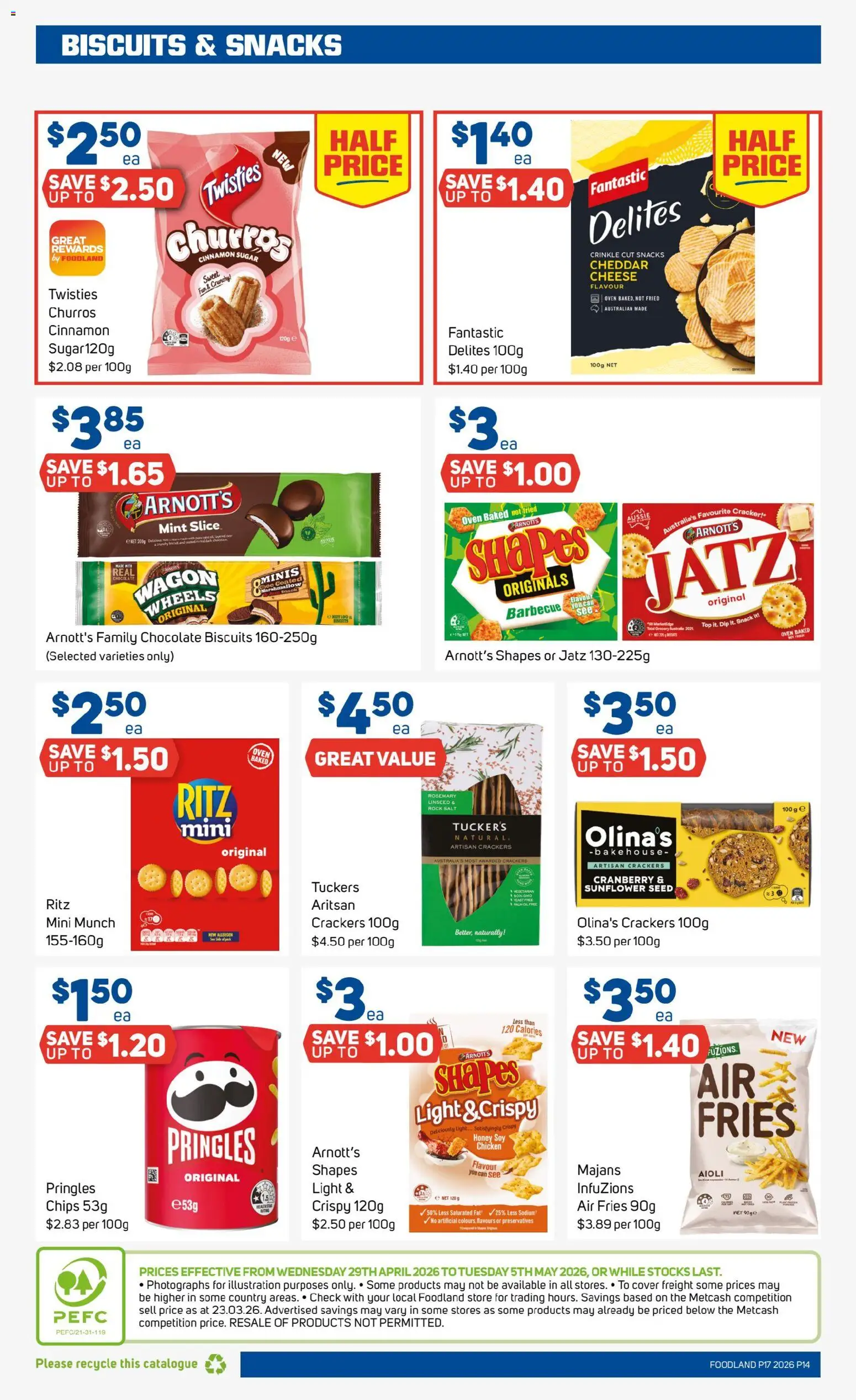 Foodland catalogue - valid from 29.04.2026 | Page: 14 | Products: Light, Crackers, Chocolate, Sugar