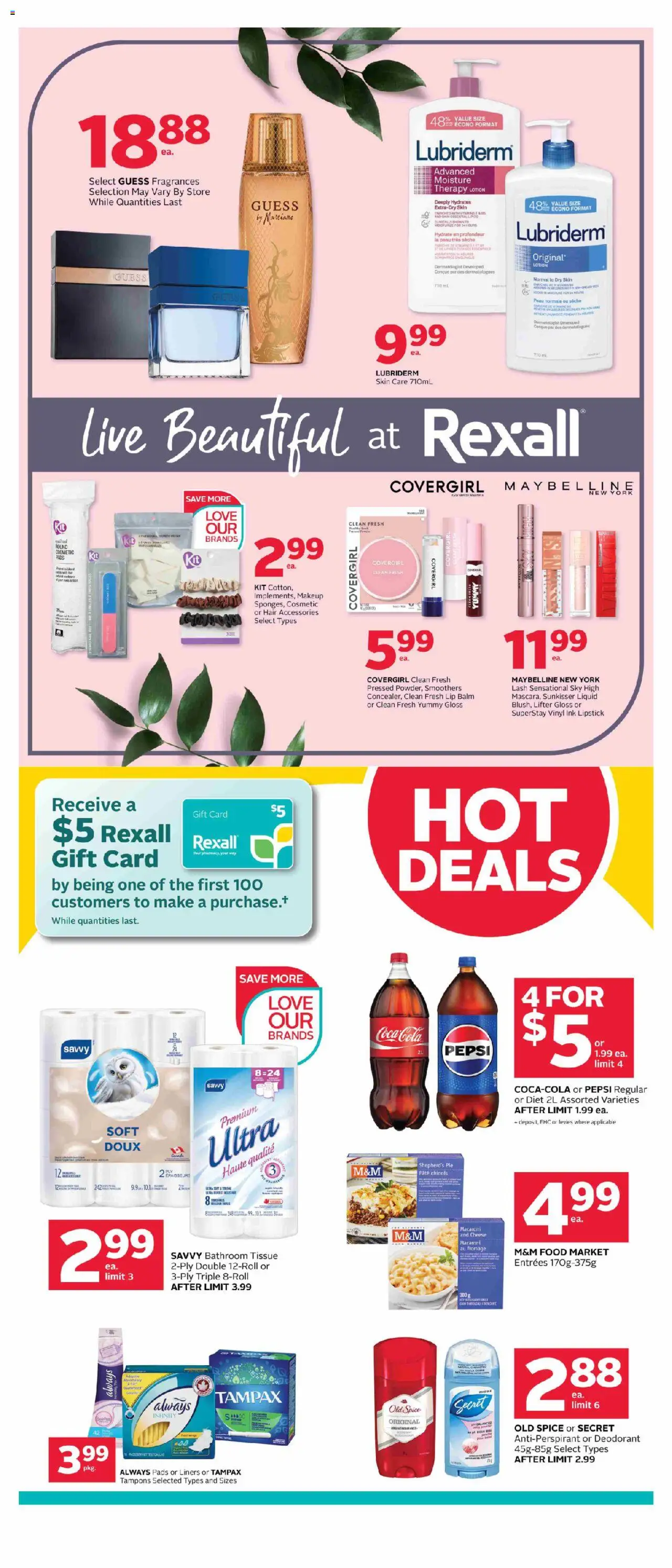 Rexall flyer valid from 01.08.2025 | Page: 2 | Products: Lipstick, Deodorant, Antiperspirant, Cheese