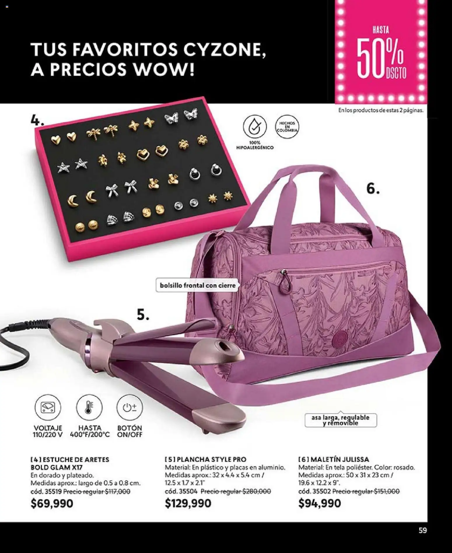 CyZone revista - valida desde el 01.02.2026 | Página: 59 | Productos: Plancha, Estuche, Aretes, Maletin