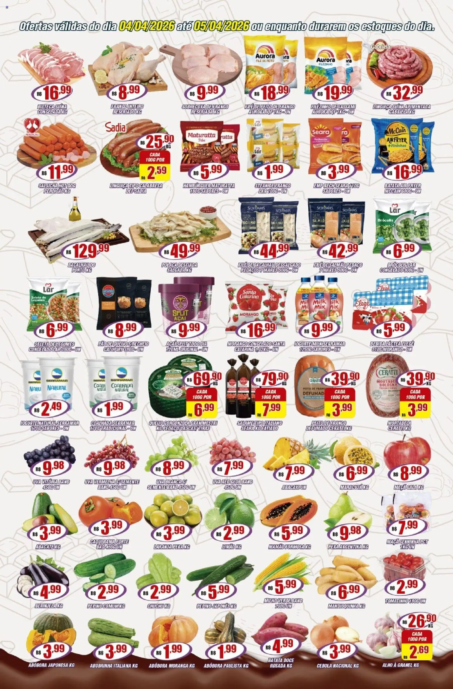 Violeta Supermercados Folheto - válido de 04.04.2026 | Página: 2 | Produtos: Maracujá, Abóbora, Mandioquinha, Salmão