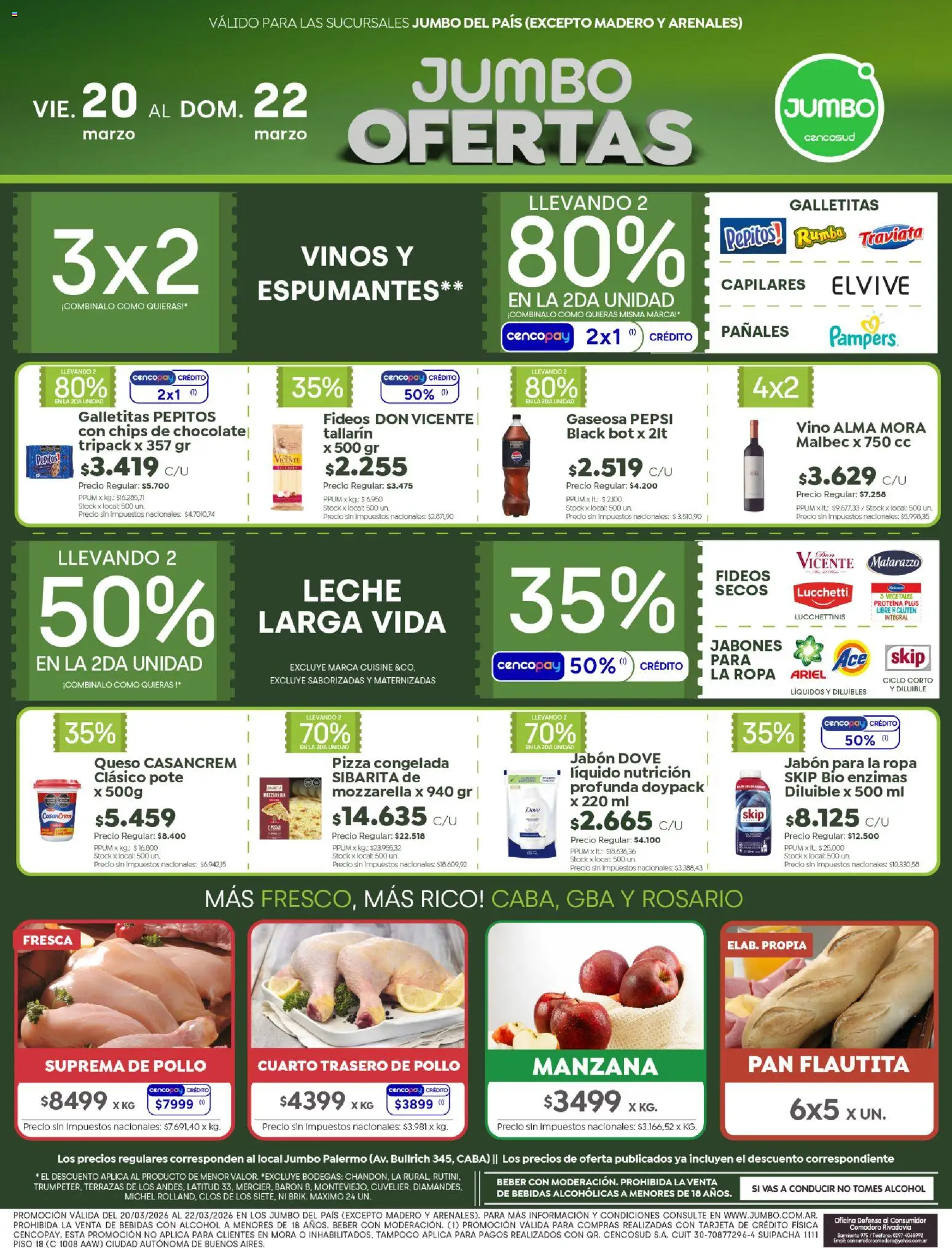 Jumbo - Ofertas | Rosario │ válido desde el 20.03.2026 | Página: 1 | Productos: Gaseosa, Queso, Pan, Pañales