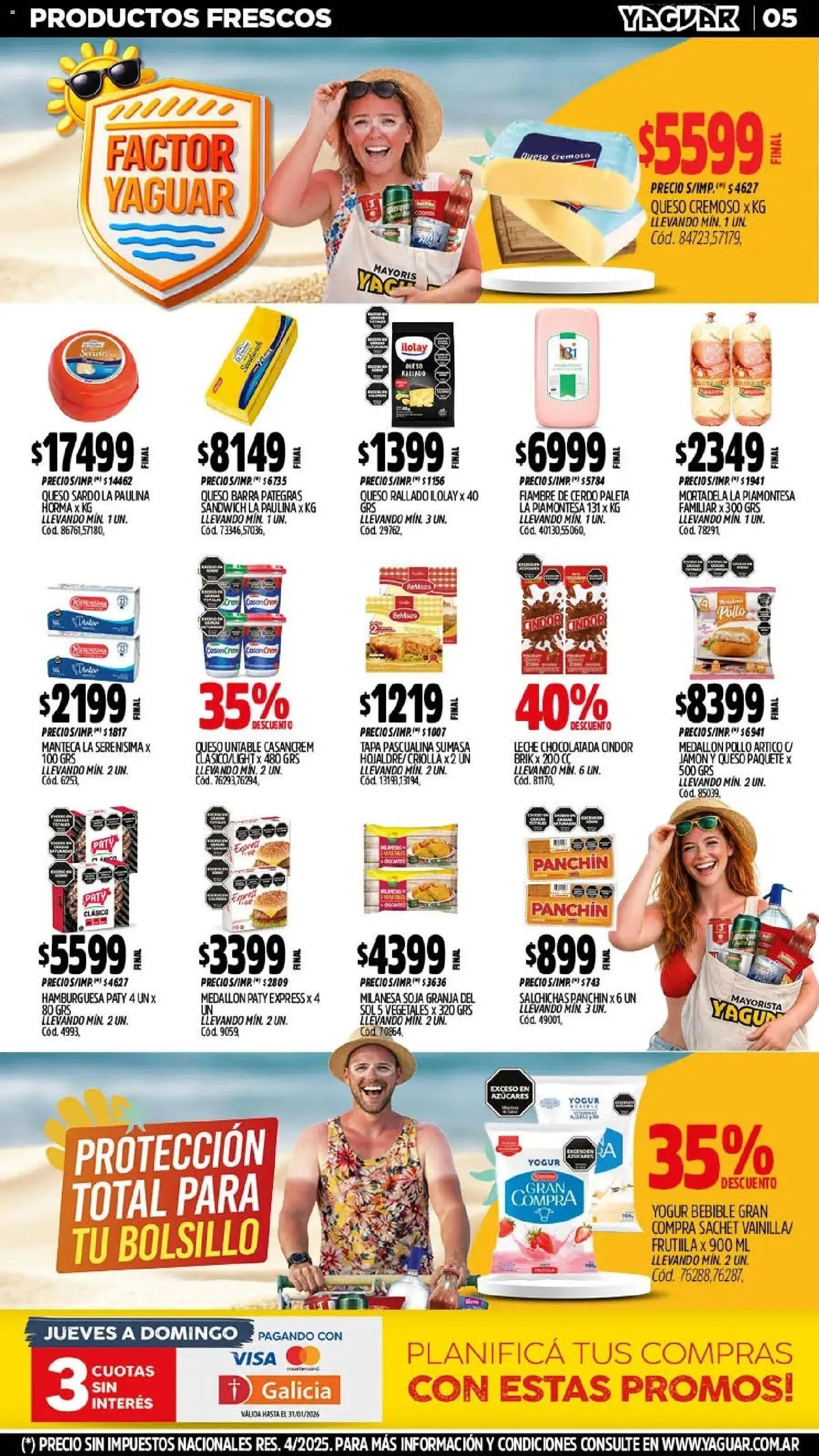 Yaguar - Oferta Semanal Trelew │ válido desde el 26.01.2026 | Página: 5 | Productos: Milanesa, Mortadela, Manteca, Cerdo