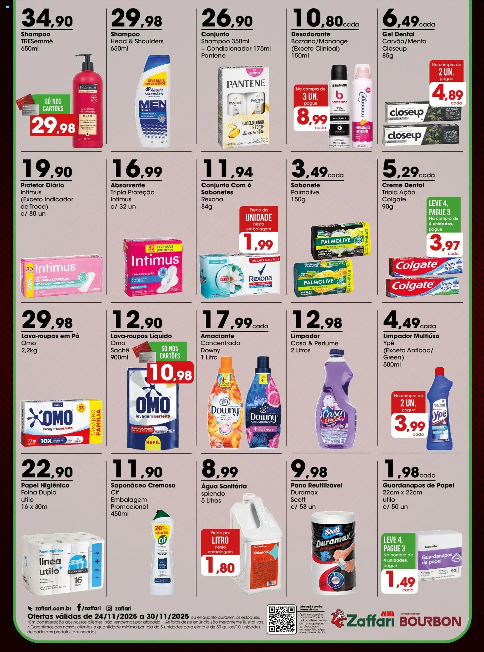 Zaffari Folheto - válido de 24.11.2025 | Página: 4 | Produtos: Limpador multiuso, Sabonete, Rexona, Creme dental