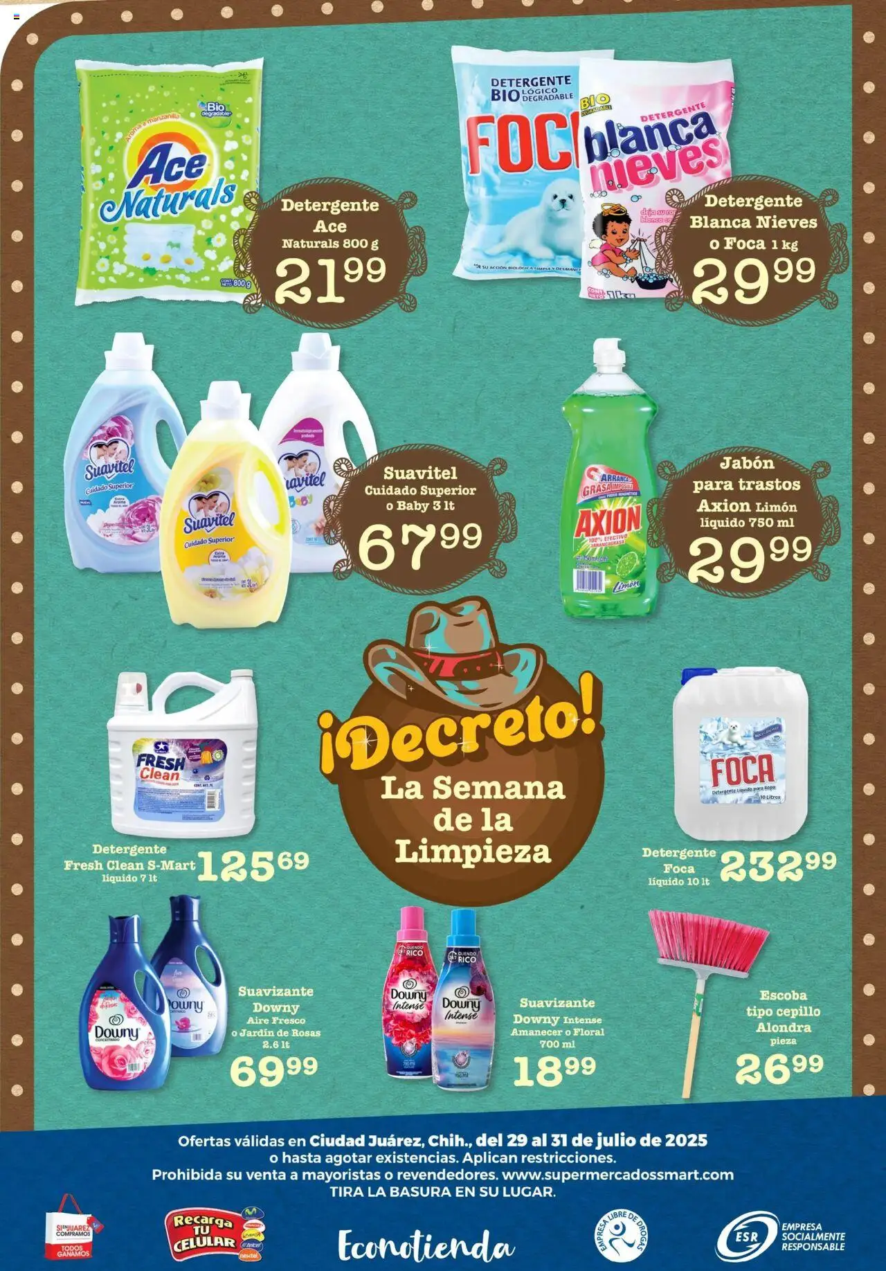 Nuevas ofertas de S-Mart válidas en toda la República Mexicana desde el 29.07.2025. ¡Encuentra las mejores ofertas en S-Mart - Folleto - Juarez! | Página: 6 | Productos: Limón, Escoba, Suavizante, Ropa