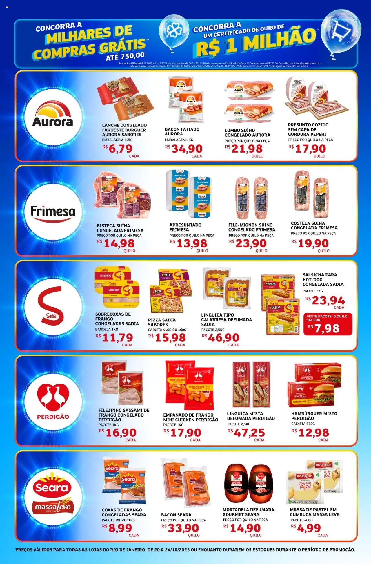 Assaí Atacadista Folheto - válido de 20.10.2025 | Página: 2 | Produtos: Salsicha, Pasta, Mortadela, Hambúrguer