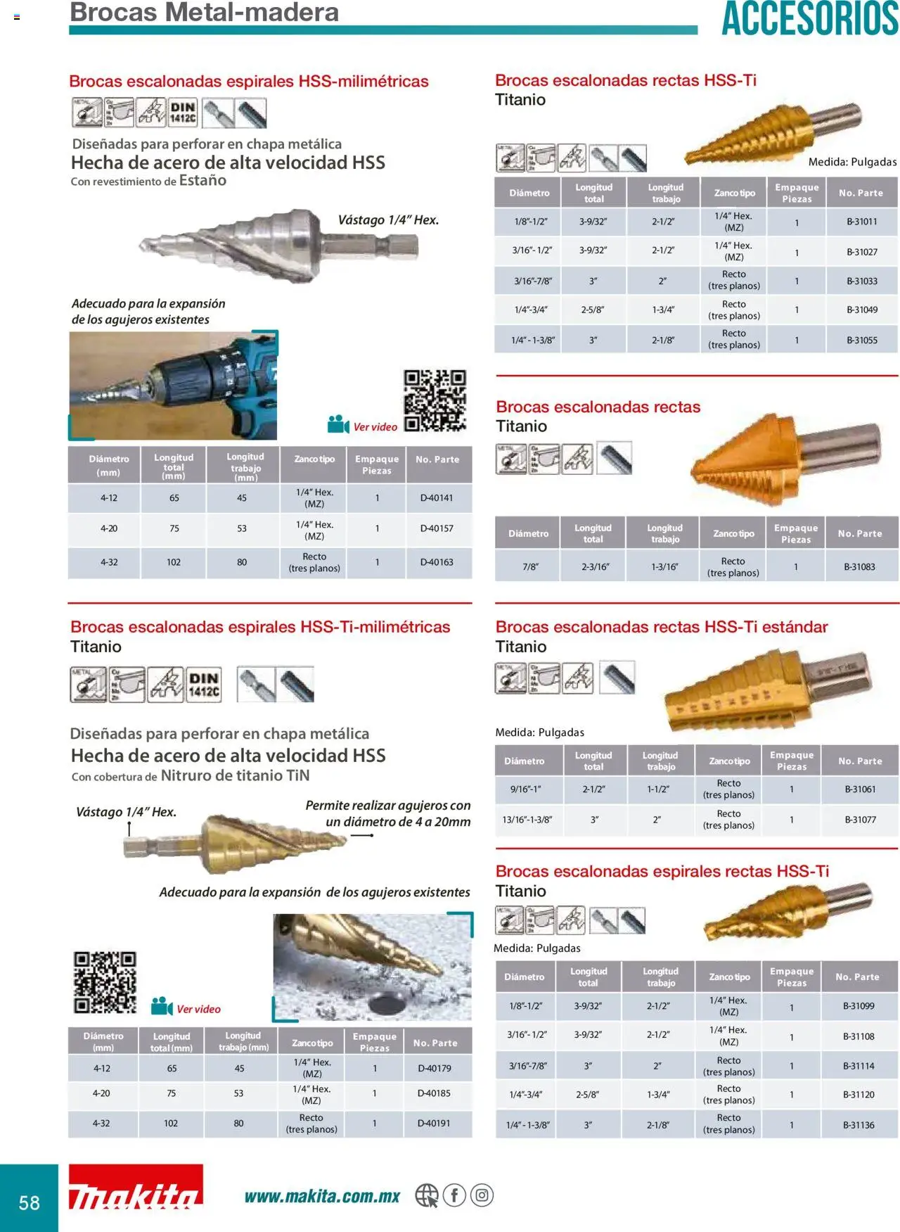 Nuevas ofertas de Makita válidas en toda la República Mexicana desde el 08.07.2024. ¡Encuentra las mejores ofertas en Makita catálogo Accesorios! | Página: 58 | Productos: Chapa, Video