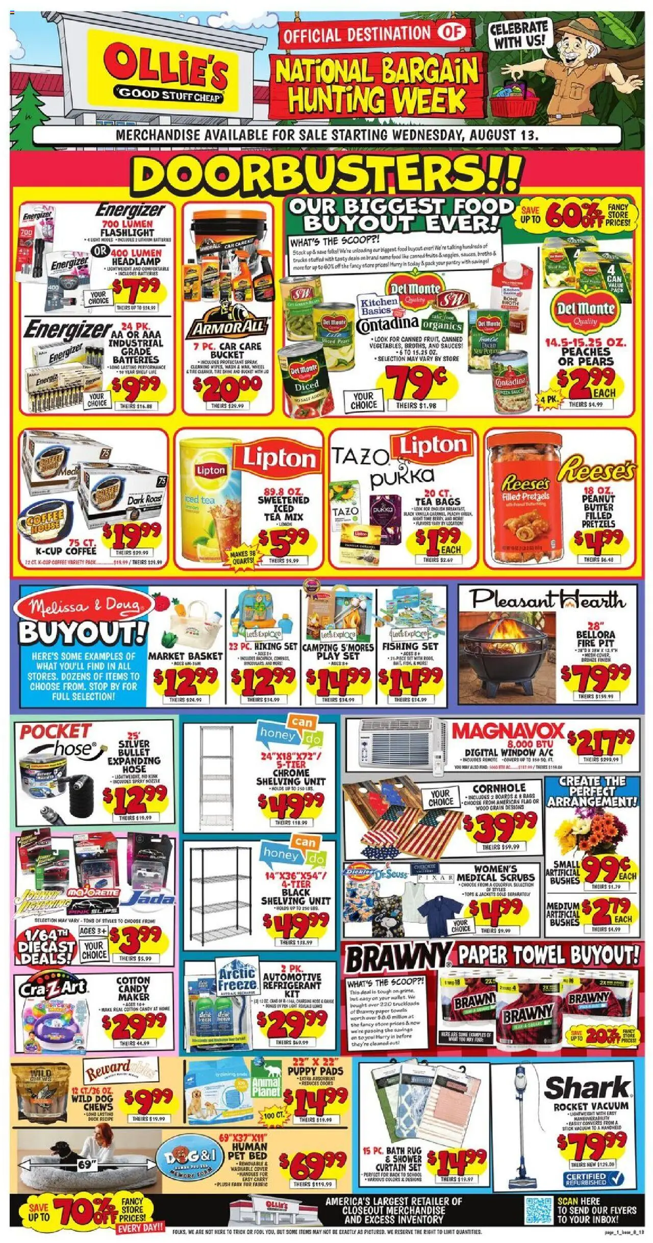 Ollie's Weekly Ad - valid from 13.08.2025 | Page: 1 | Products: Vacuum, Pen, Fruits, Mouse
