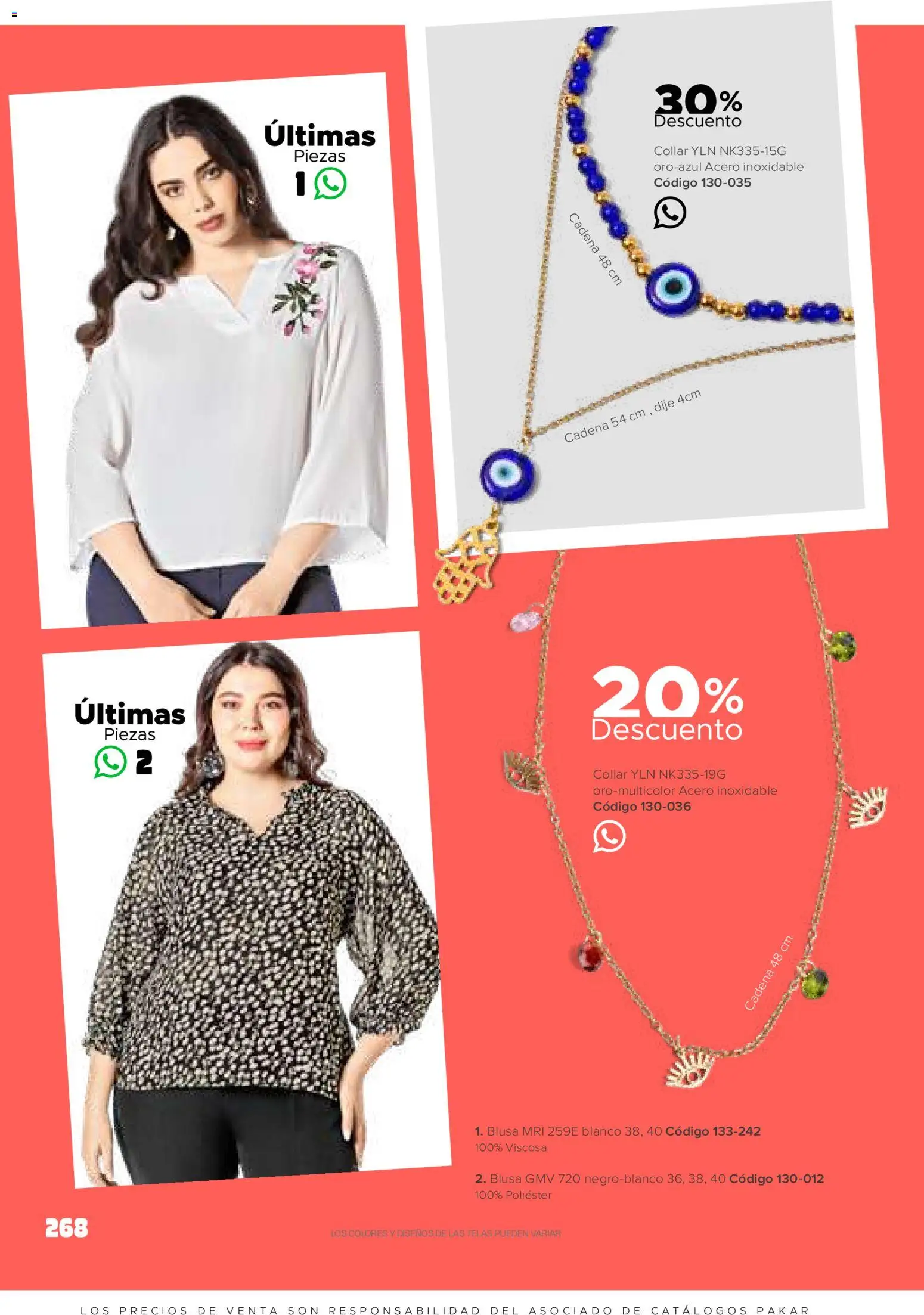 Nuevas ofertas de SC Pakar válidas en toda la República Mexicana desde el 30.01.2026. ¡Encuentra las mejores ofertas en SC Pakar catálogo Ropa! | Página: 268 | Productos: Blusa, Collar, Dije, Cadena
