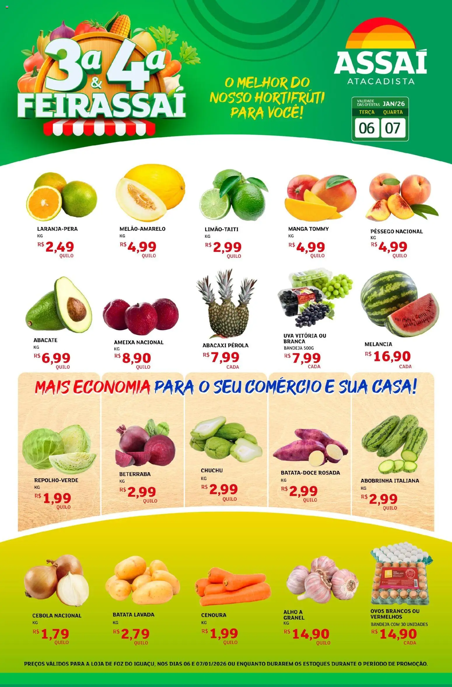 Assaí Atacadista Folheto - válido de 06.01.2026 | Página: 1 | Produtos: Beterraba, Ovos, Bandeja, Ameixa