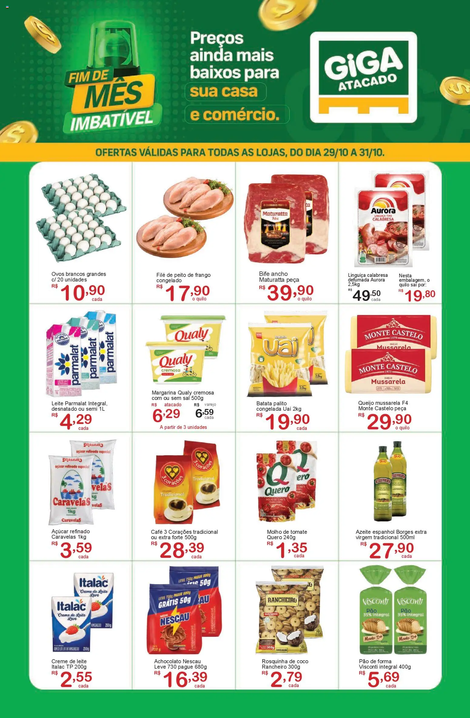 GIGA Atacado Folheto - válido de 29.10.2025 | Página: 1 | Produtos: Molho de tomate, Leite, Pão, Café