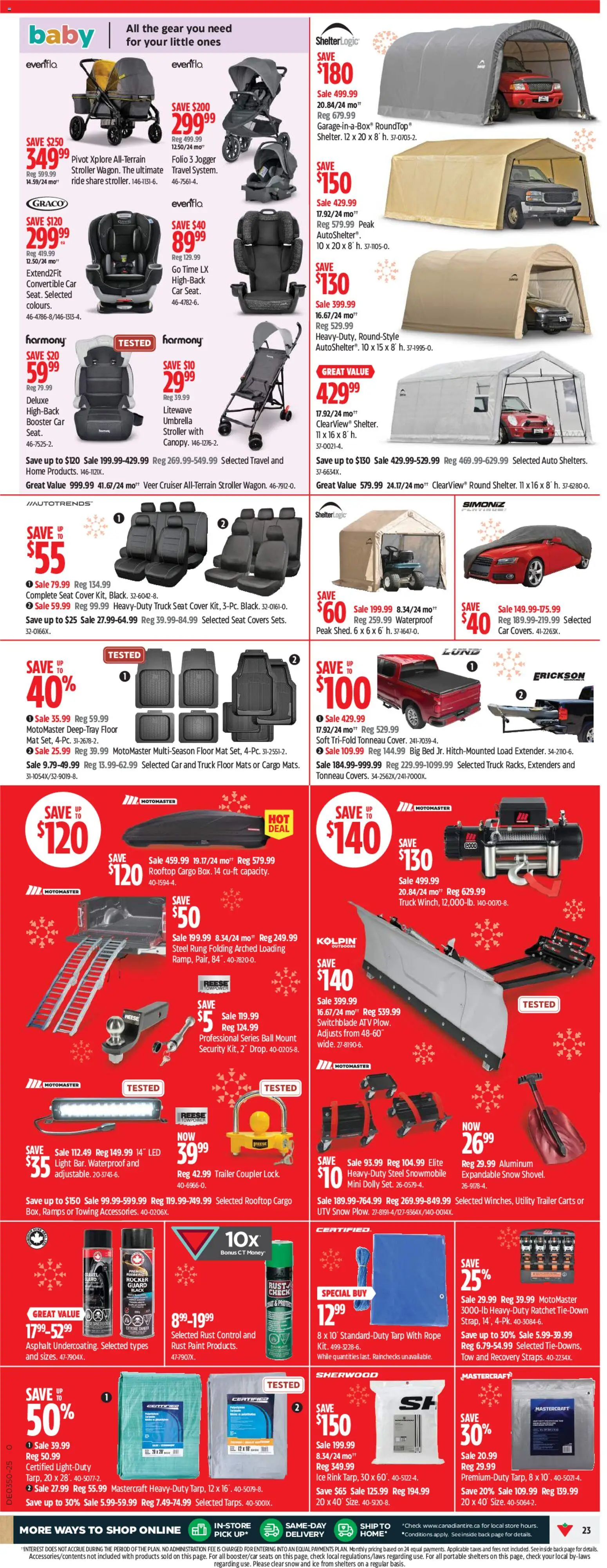 Canadian Tire flyer valid from 04.12.2025 | Page: 25 | Products: Umbrella, Bed, Coat