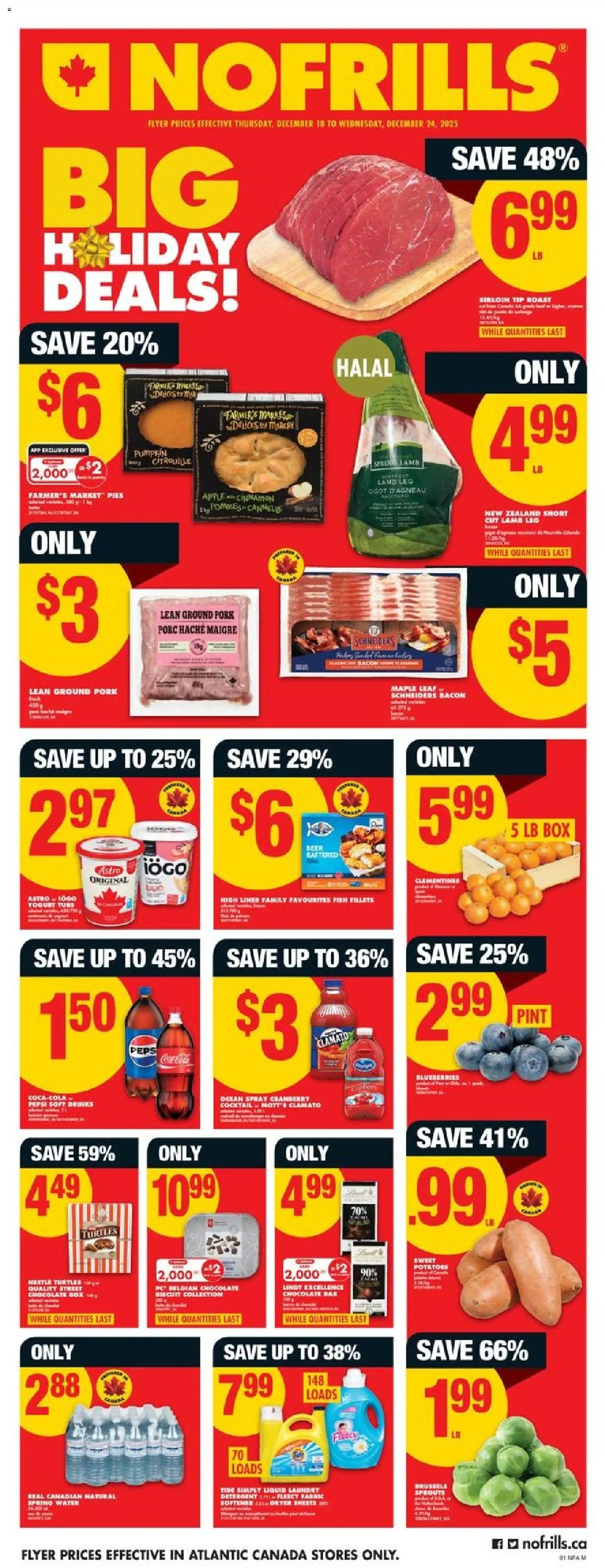No Frills flyer valid from 18.12.2025 | Page: 2 | Products: Fish, Beef, Pumpkin, Juice