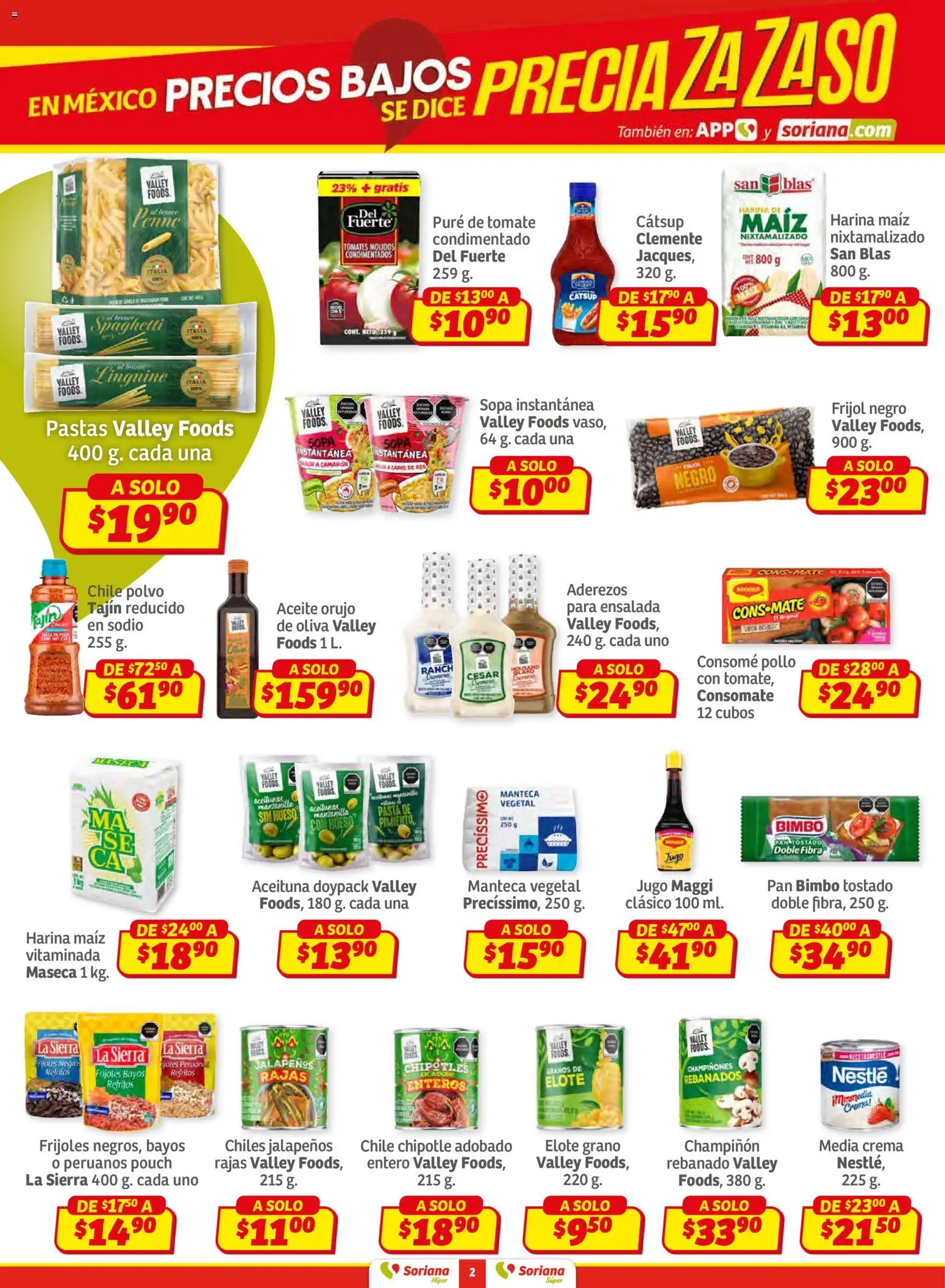Nuevas ofertas de Soriana válidas en toda la República Mexicana desde el 12.02.2026. ¡Encuentra las mejores ofertas en Soriana - Preciazazaso Súper: Camp, Chia, Oax, Q. Roo, Tab, Yuc! | Página: 2 | Productos: Crema, Tomate, Aceite, Pasta