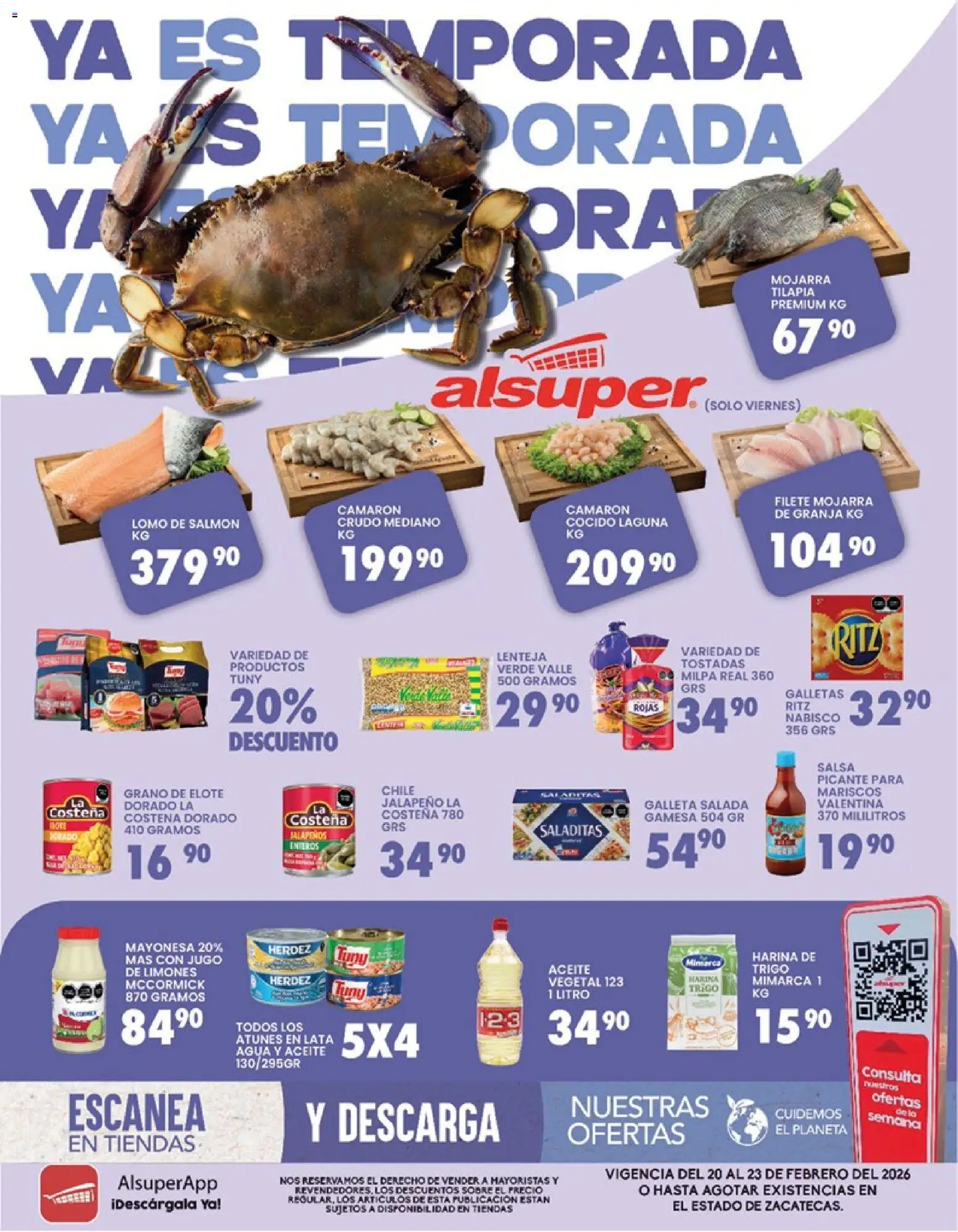 Nuevas ofertas de Alsuper válidas en toda la República Mexicana desde el 20.02.2026. ¡Encuentra las mejores ofertas en Alsuper folleto Zacatecas! | Página: 1 | Productos: Mayonesa, Agua, Jugo, Sobre
