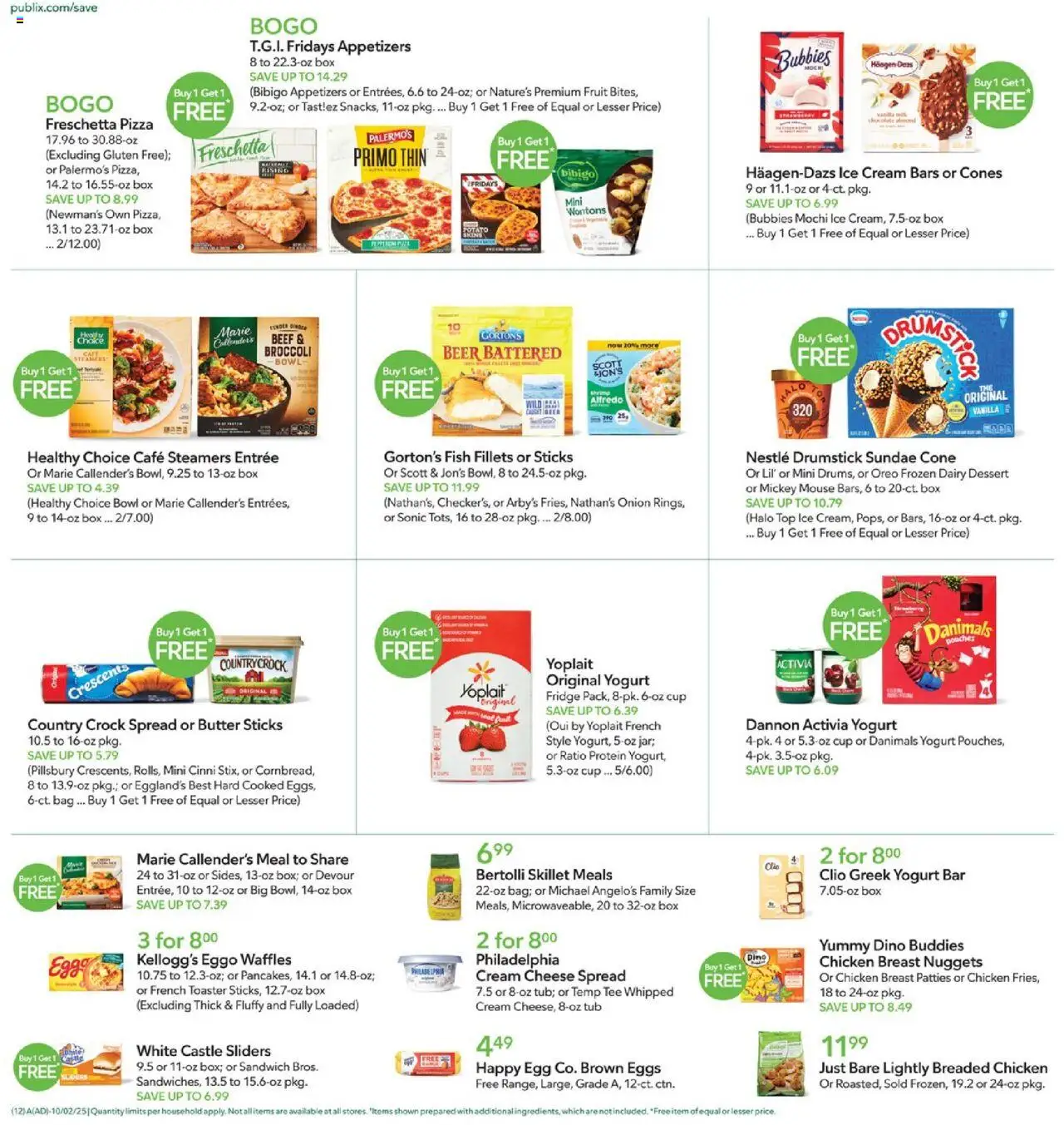 Publix Weekly Ad - valid from 01.10.2025 | Page: 12 | Products: Toaster, Butter, Ice cream, Bag