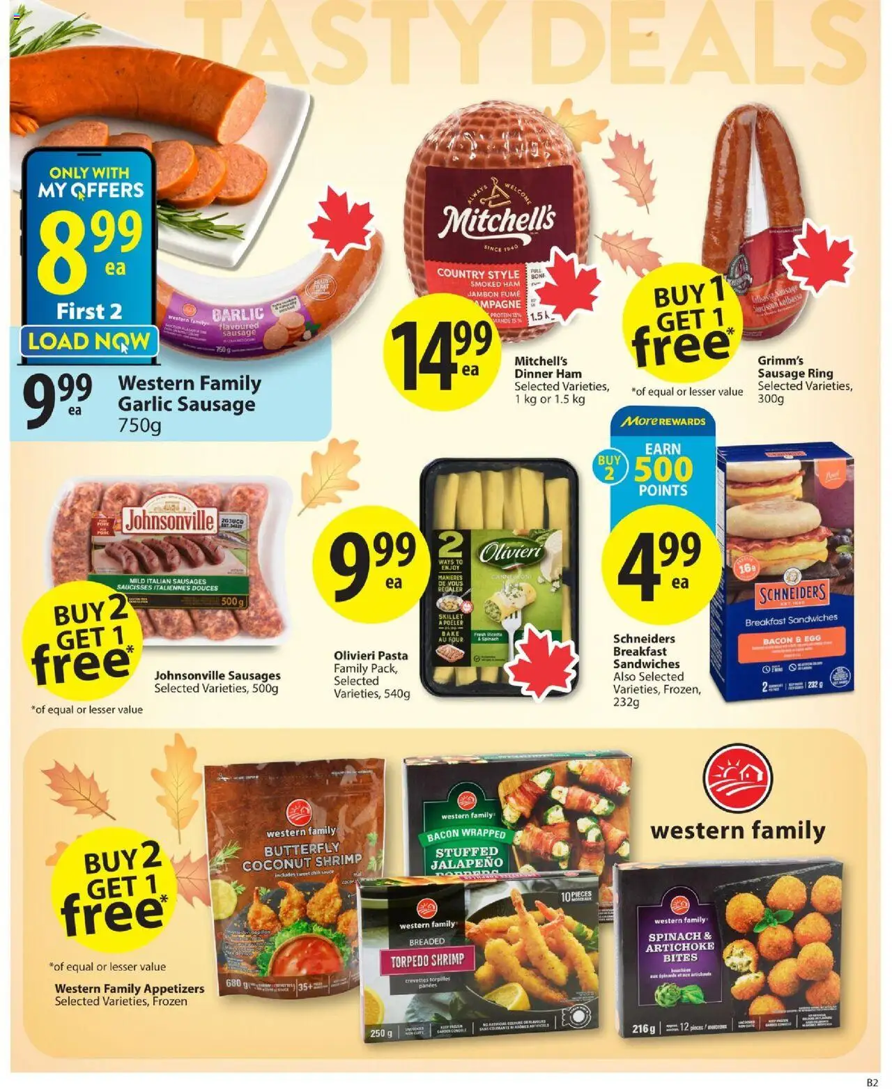 Save on foods flyer valid from 09.10.2025 | Page: 8 | Products: Pasta, Ham