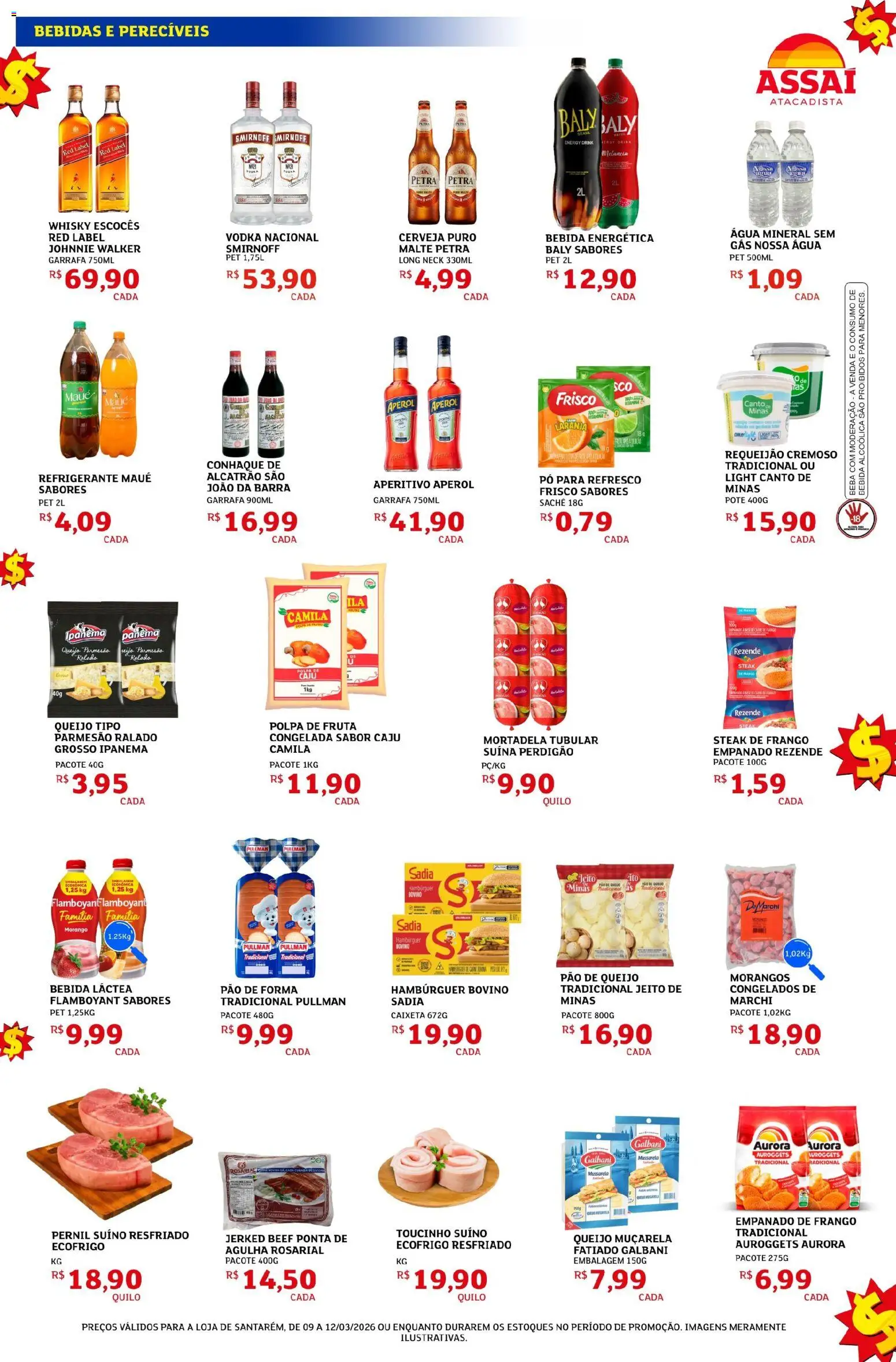 Assaí Atacadista Folheto - válido de 09.03.2026 | Página: 3 | Produtos: Caju, Whisky, Pernil, Hambúrguer