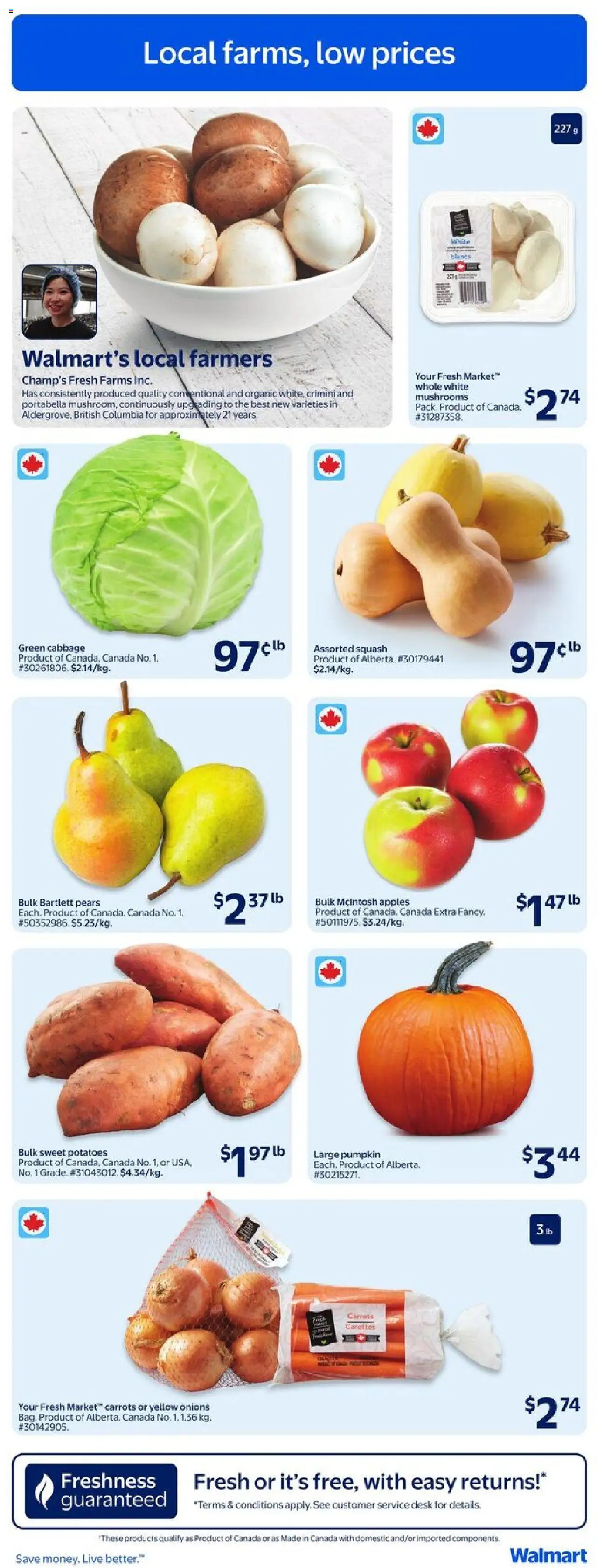 Walmart flyer valid from 18.09.2025 | Page: 5 | Products: Potatoes, Pumpkin, Apples