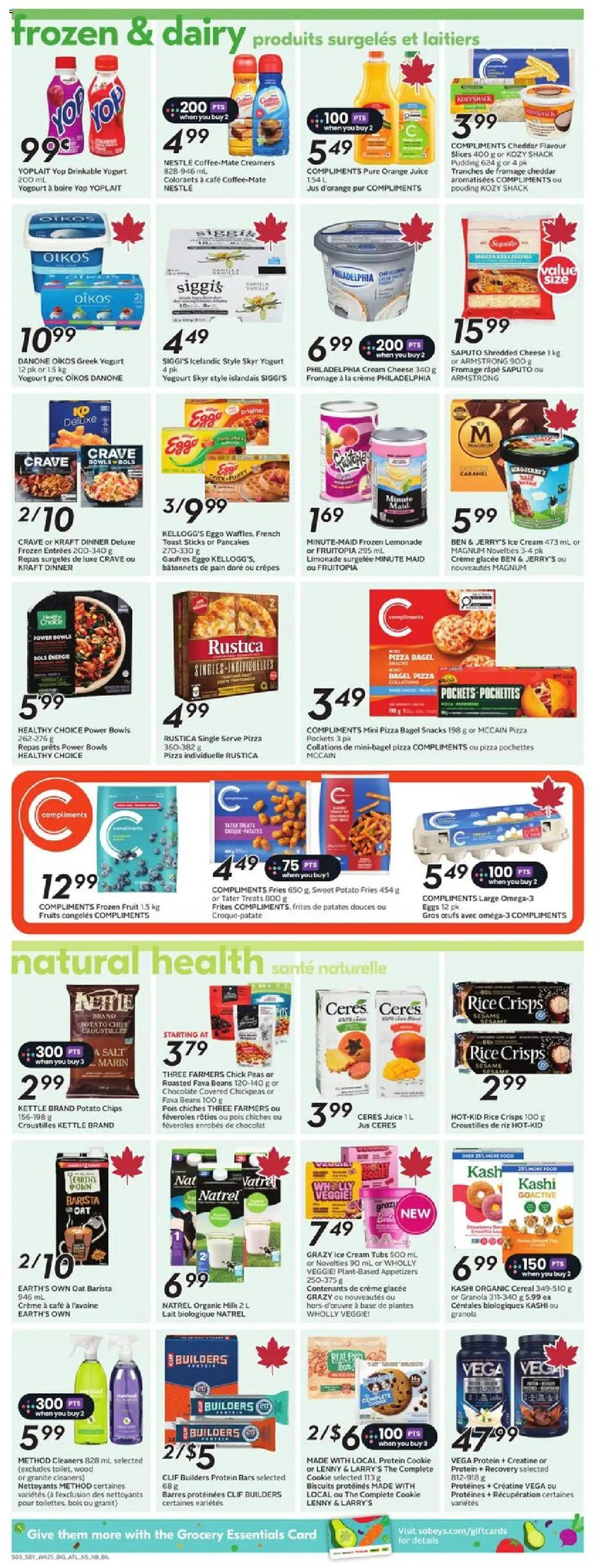 Sobeys flyer valid from 16.10.2025 | Page: 11 | Products: Cheese, Eggs, Coffee, Juice
