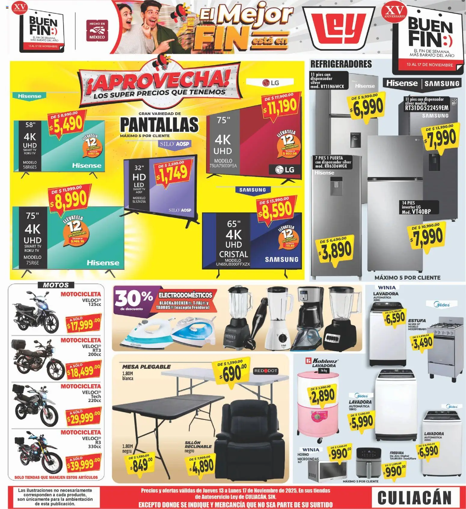 Nuevas ofertas de Casa Ley válidas en toda la República Mexicana desde el 13.11.2025. ¡Encuentra las mejores ofertas en Casa Ley folleto Culiacán! | Página: 1 | Productos: Horno, Sillón, Freidora, Mesa