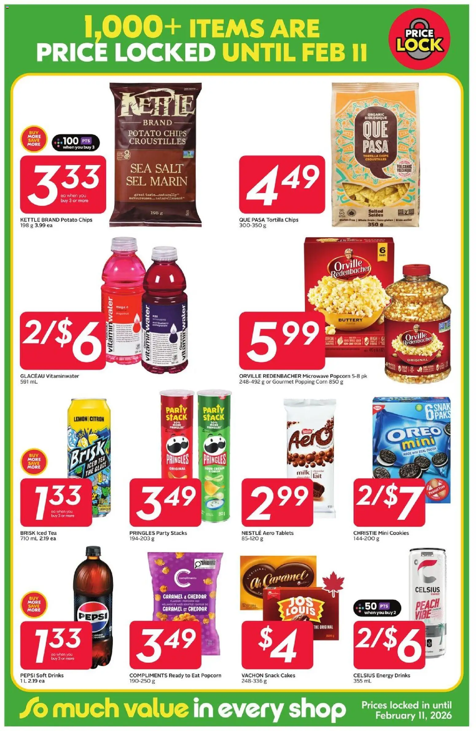 Sobeys flyer valid from 01.01.2026 | Page: 3 | Products: Tea, Chips, Kettle, Milk