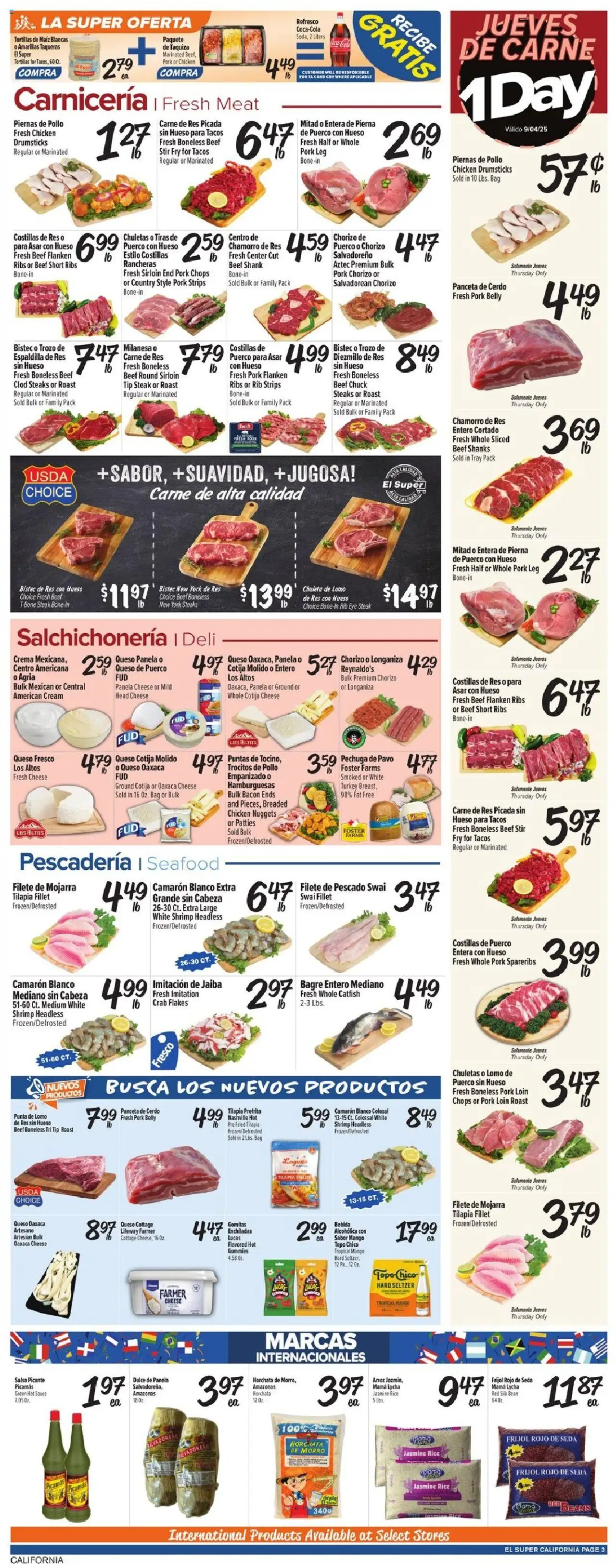 El Super Weekly Ad - CA - valid from 03.09.2025 | Page: 3 | Products: Pork, Sauce, Mango, Bag