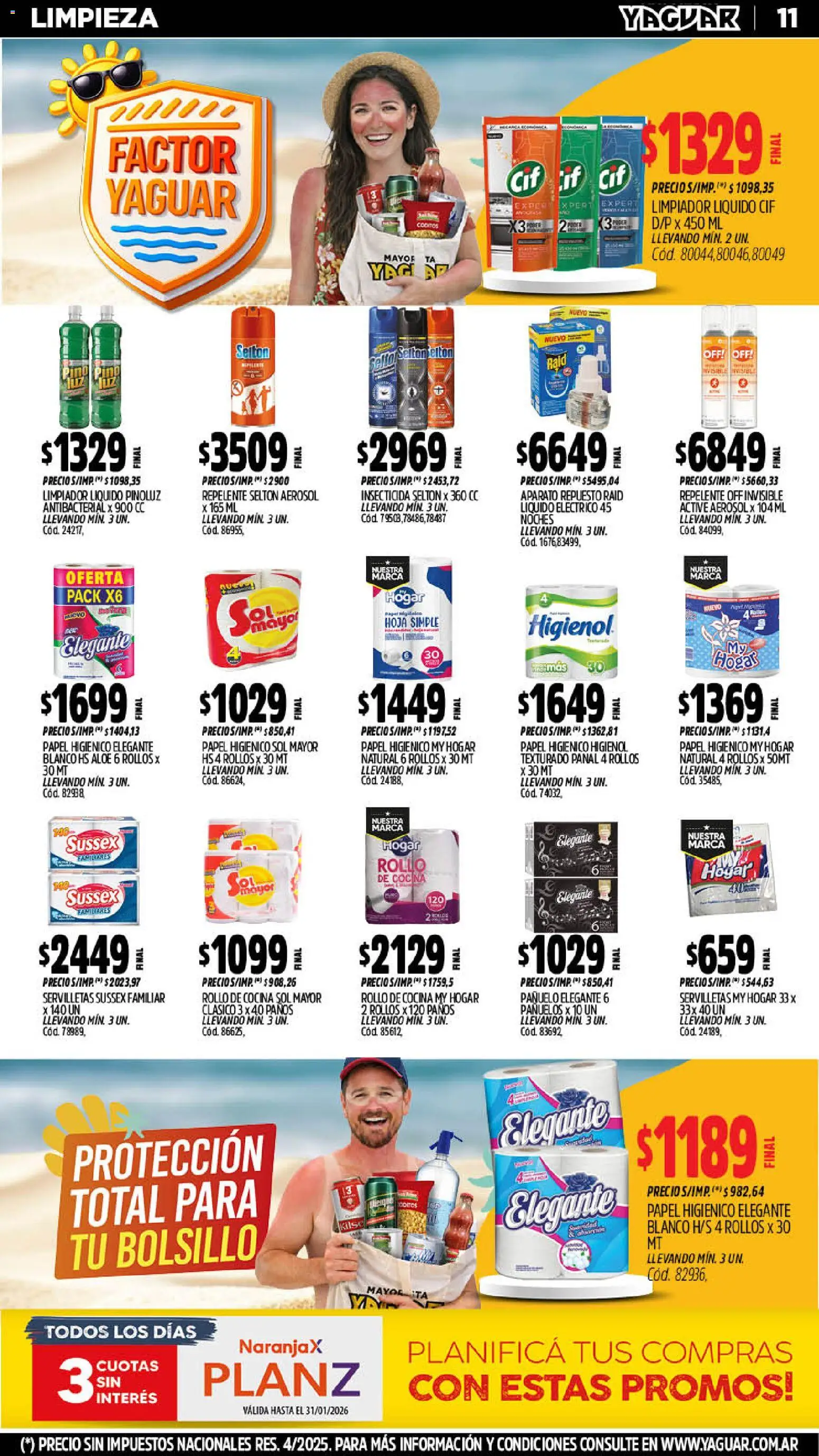Yaguar catálogo │ válido desde el 12.01.2026 | Página: 11 | Productos: Papel higiénico, Cocina, Insecticida, Servilletas