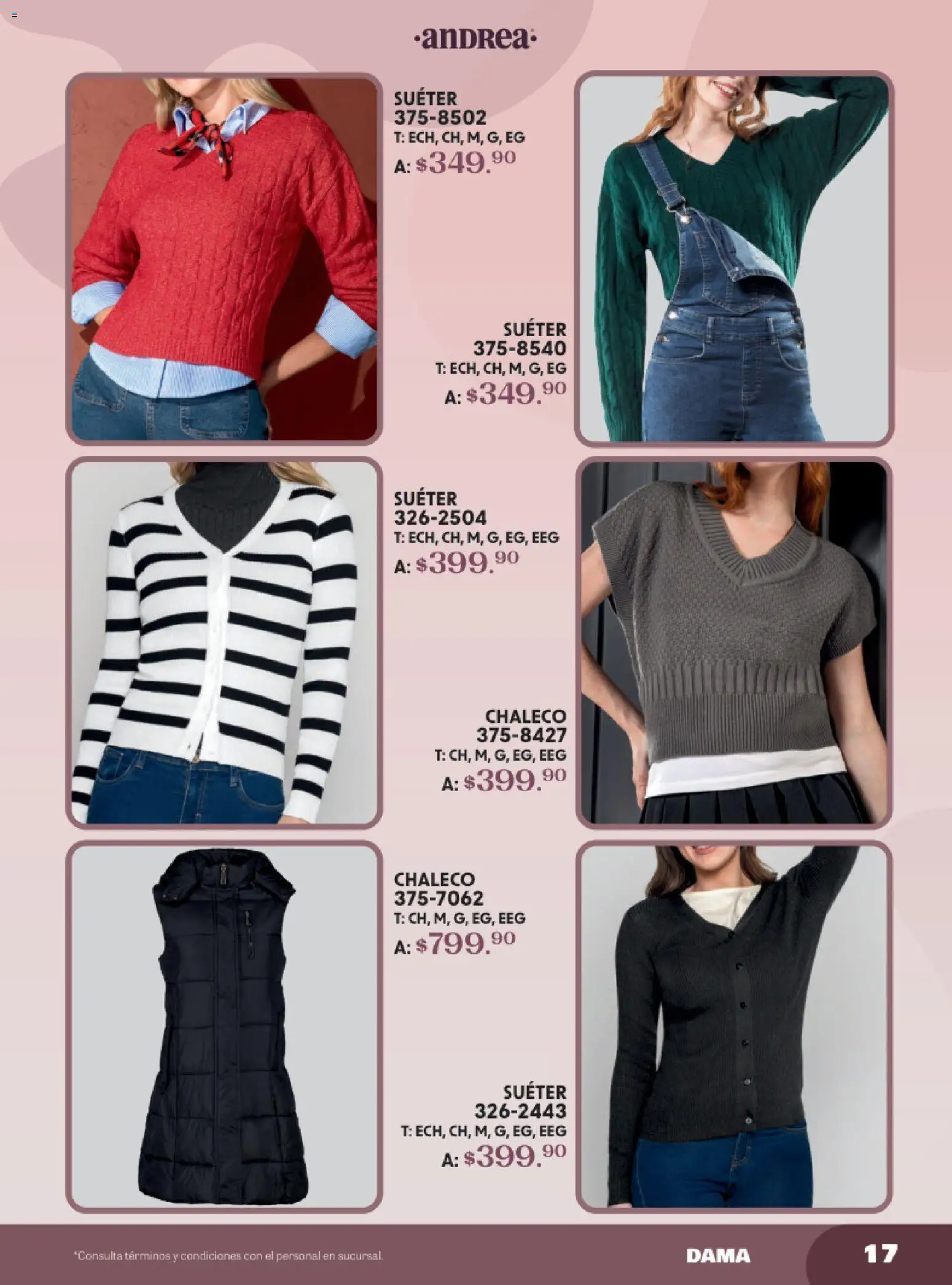 Nuevas ofertas de Andrea válidas en toda la República Mexicana desde el 19.10.2025. ¡Encuentra las mejores ofertas en Andrea catálogo Lo Más Abrigador! | Página: 17 | Productos: Suéter, Chaleco