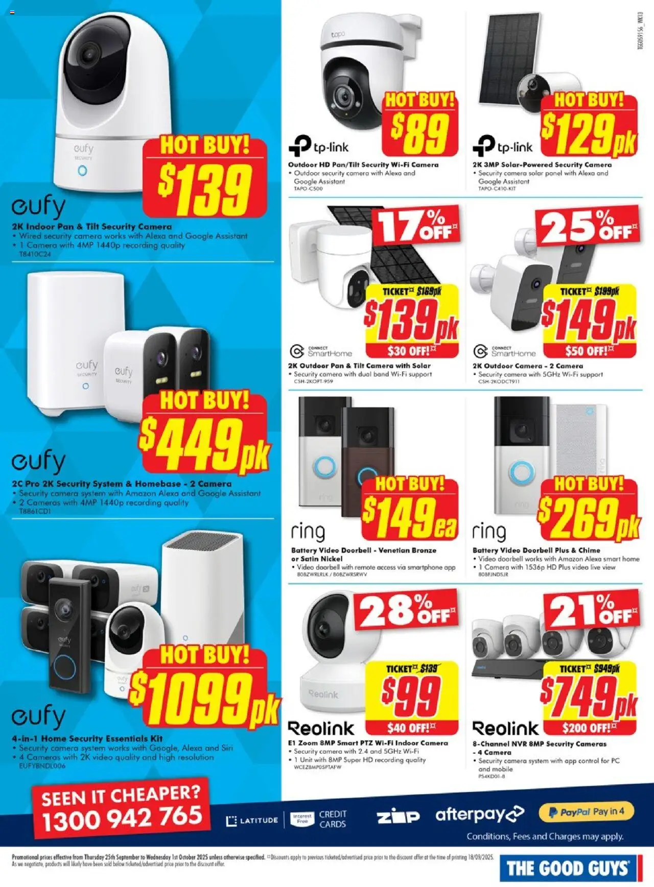 The Good Guys catalogue - valid from 24.09.2025 | Page: 14 | Products: Battery, Doorbell, Smartphone, Camera