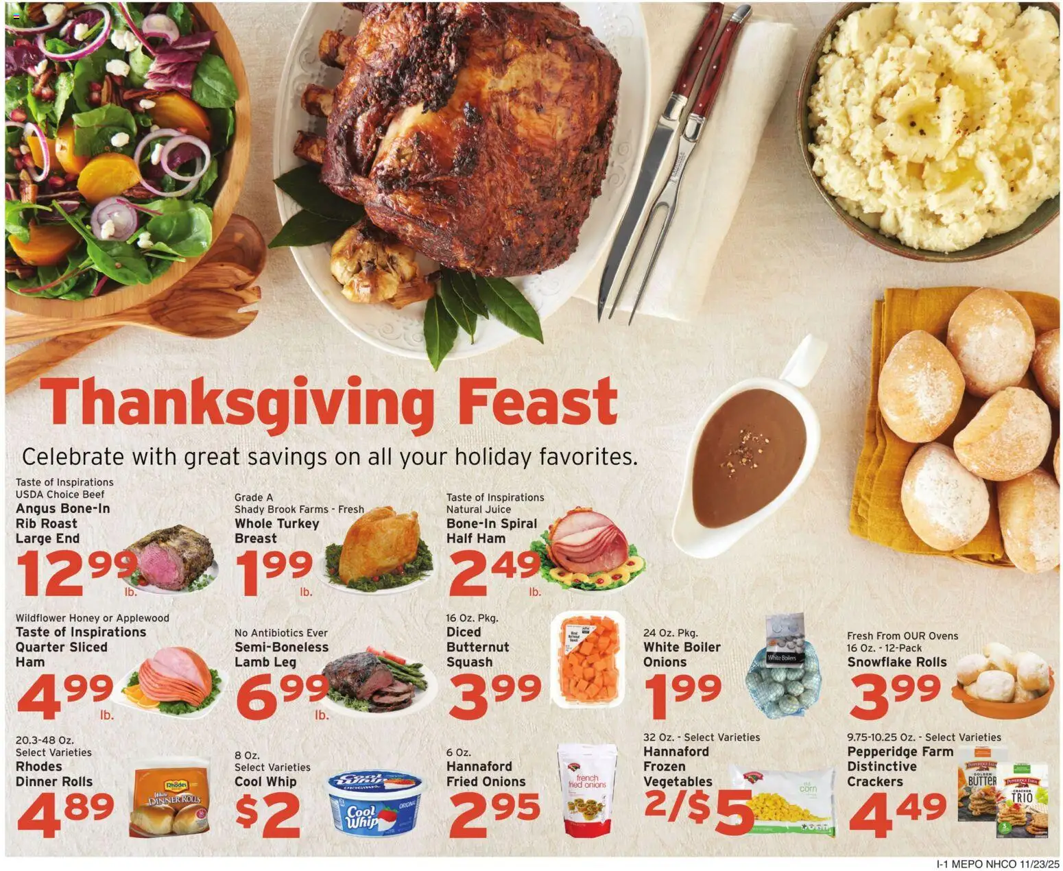Hannaford Weekly Ad - valid from 23.11.2025 | Page: 9 | Products: Butter, Ham, Beef, Vegetables